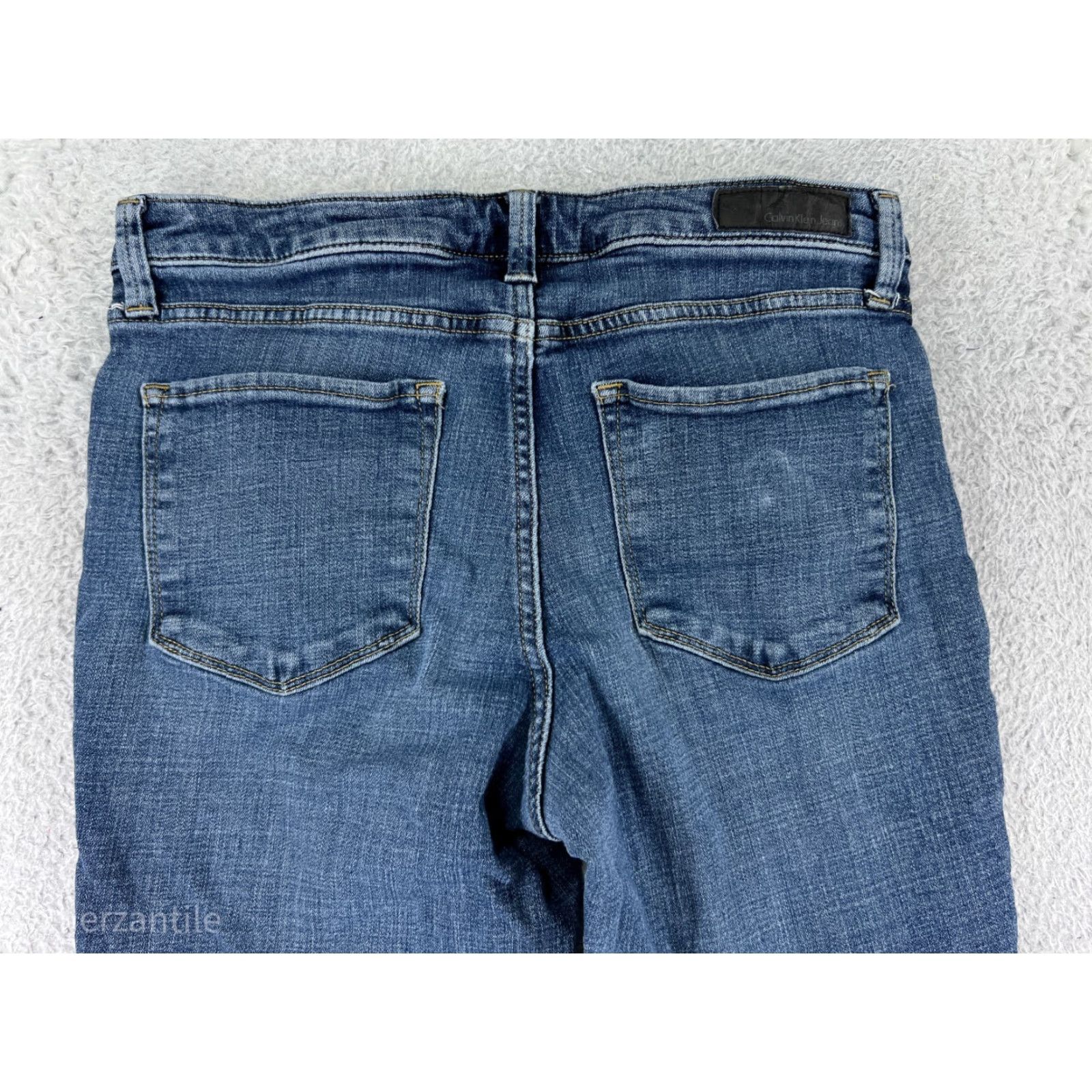 Calvin Klein Calvin Klein Women's Tapered Skinny Jeans 8 Blue Denim Stretch 27in Inseam Modern Fit Size 30" / US 8 / IT 44 - 3 Thumbnail