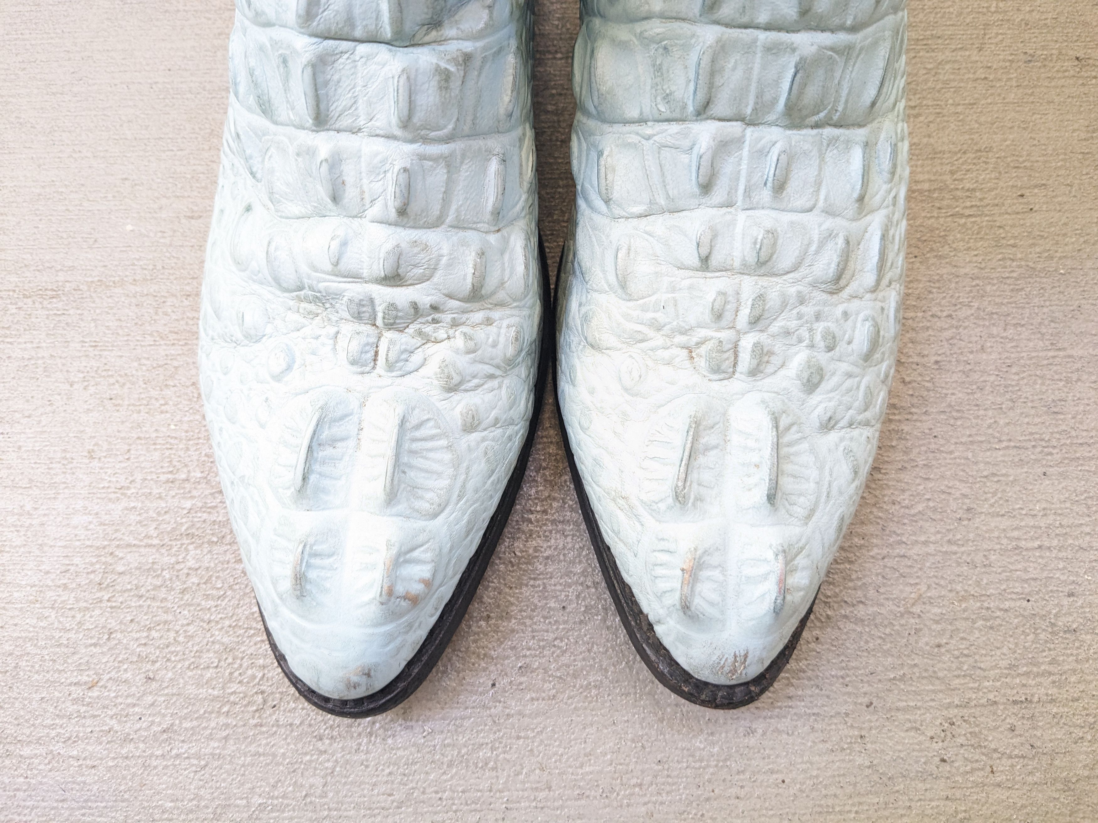 Vintage Crocodile Cowboy Boots Blue 9 Leather Mexico Botas Exotic Size US 9 / EU 42 - 3 Thumbnail