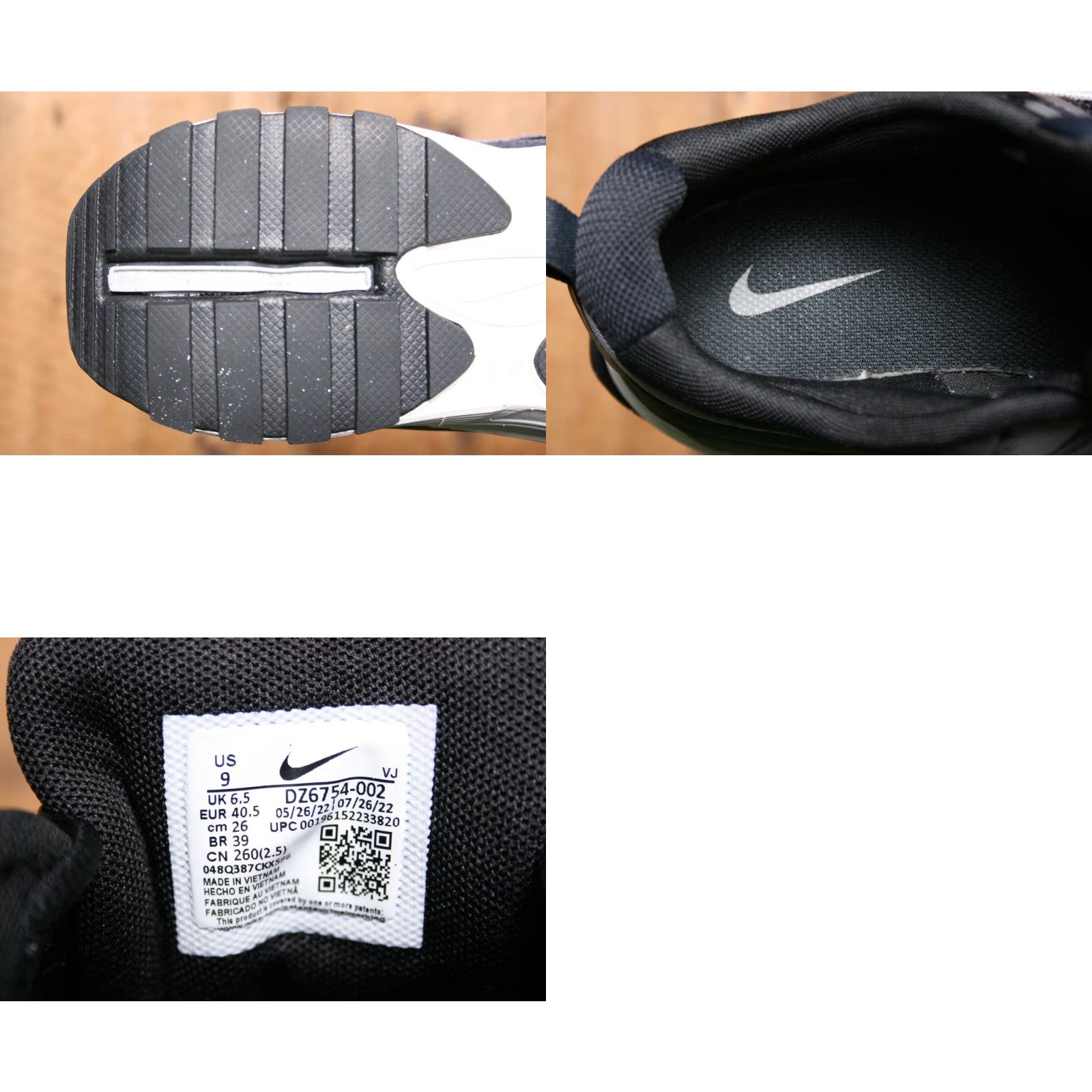 Nike VINTAGE Nike Air Max Bliss Sneakers Women's Sz. 9/US 9 Black/Oil Grey/Metallic Silver Suede Synthetic Lace Up Low Top Athletic Shoes Size US 7 / IT 37 - 8 Thumbnail