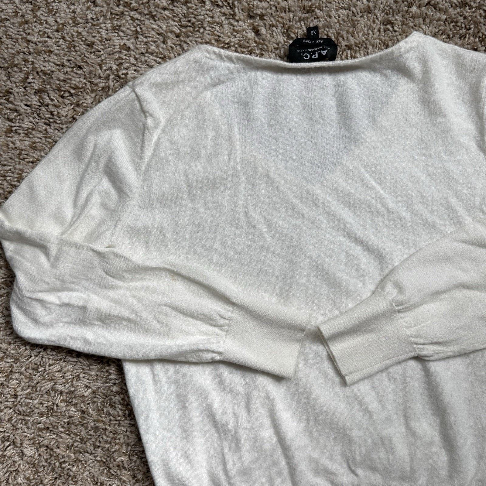A.P.C. A.P.C. White V Neck Sweater Cotton Size XS Cashmere Wool Size XS / US 0-2 / IT 36-38 - 7 Thumbnail