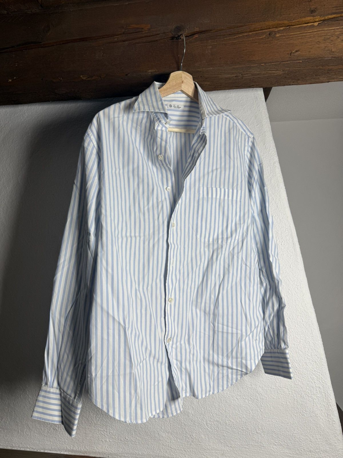 Loro Piana Loro Piana Blue White Striped Cotton Dress Shirt M/L 15¾ 40 Size US M / EU 48-50 / 2 - 1 Thumbnail