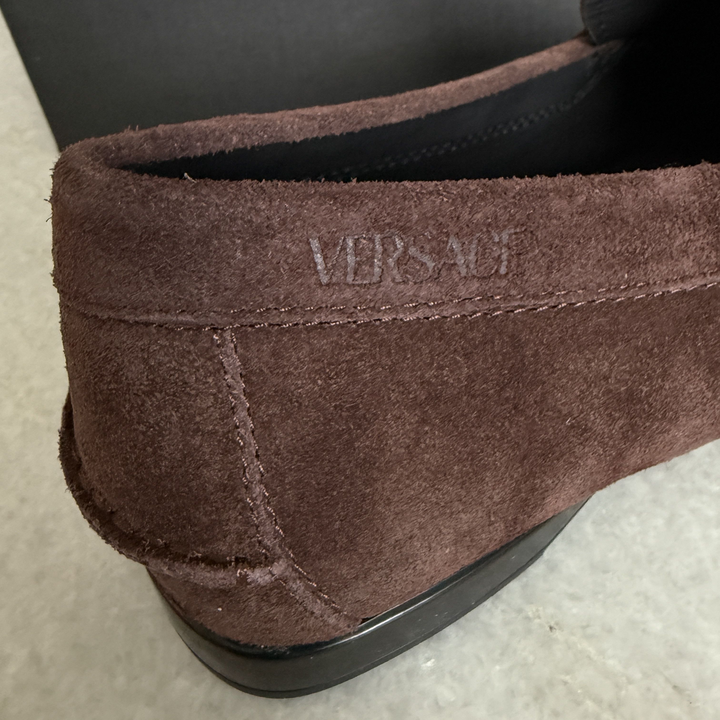 Versace VERSACE Medusa Men's Brown Suede Driver Shoes, Sz 40 Size US 7 / EU 40 - 4 Thumbnail