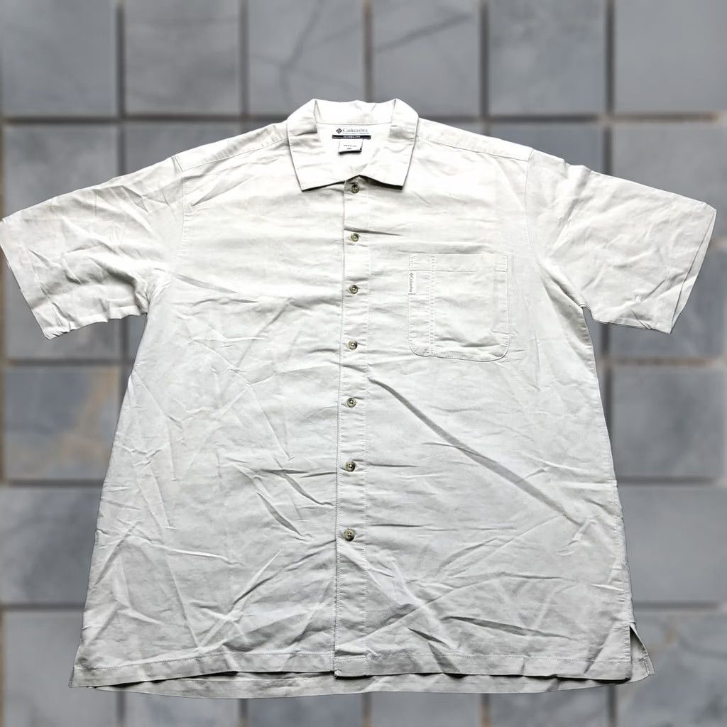 Vintage Columbia Shirt Mens 2XL Beige Short Sleeve Button Front Casual Outdoor Summer Size US XXL / EU 58 / 5 - 1 Thumbnail