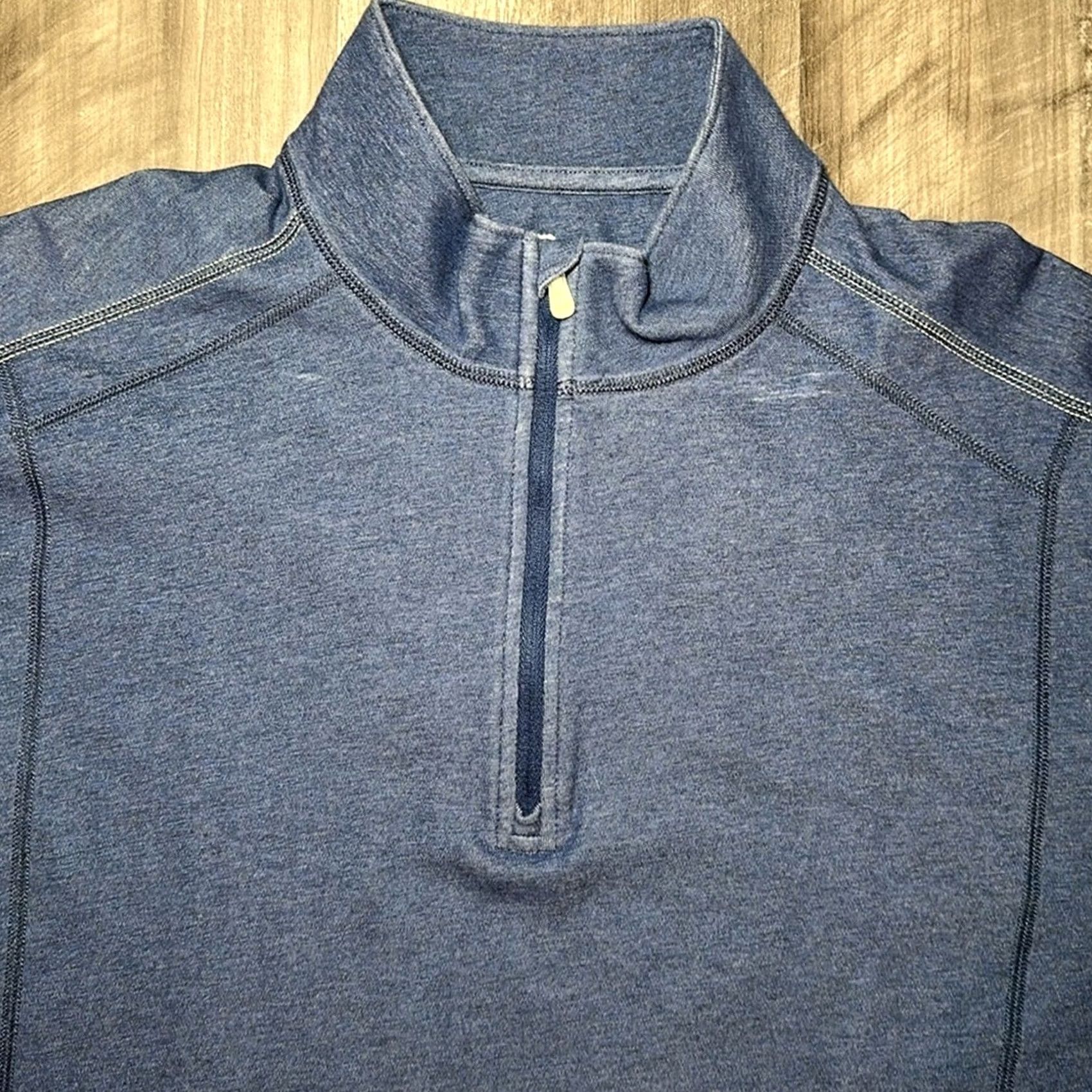 Tommy Bahama VINTAGE Tommy Bahama Island Zone Lightweight Soft Quarter Zip Pullover Shirt Mens Large Navy Blue Size US L / EU 52-54 / 3 - 6 Thumbnail
