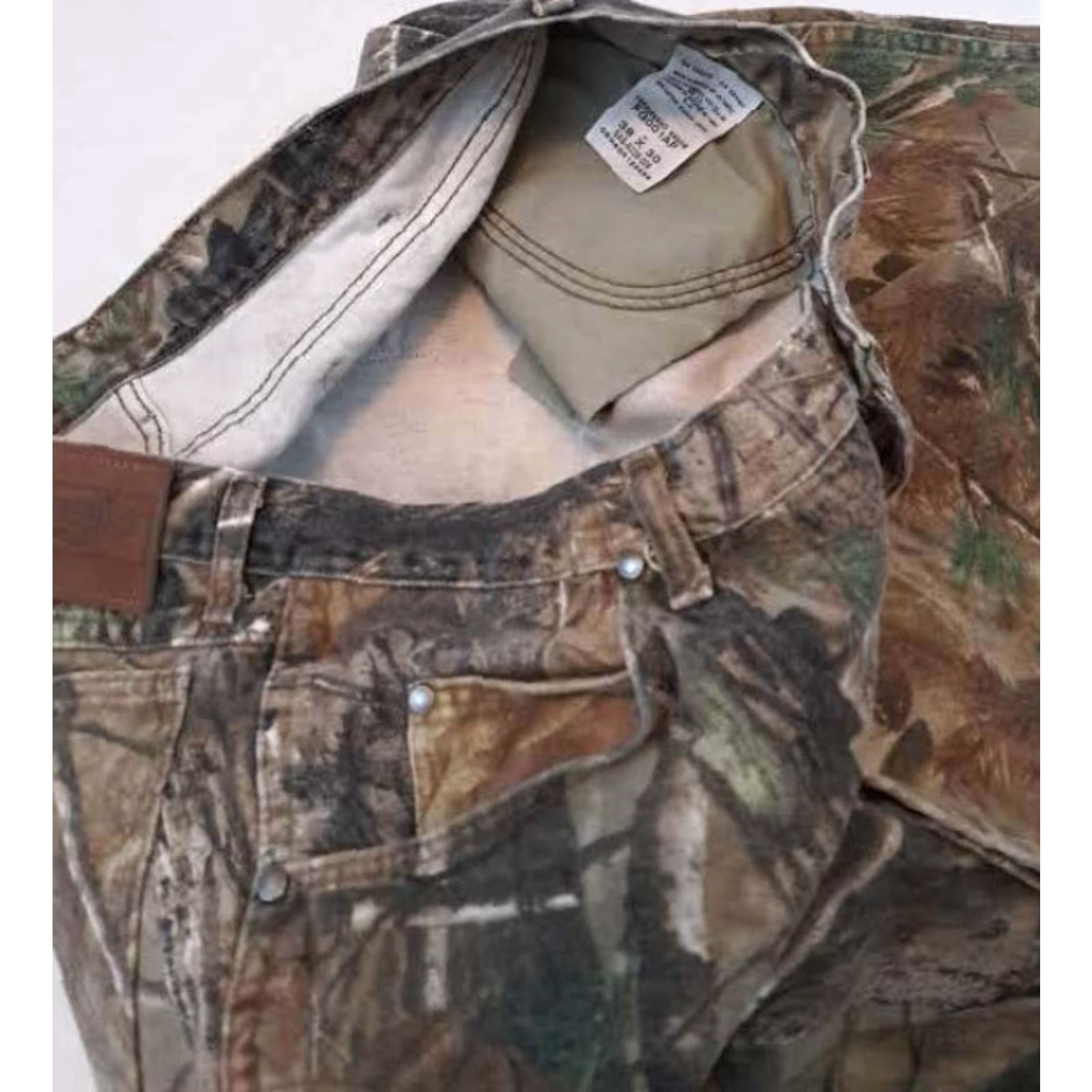Vintage Wrangler Outdoor Jeans 38x30 Denim Camouflage Camo Print 90s Unisex Adults Regular Waist 38 Zip Size US 38 / EU 54 - 3 Thumbnail