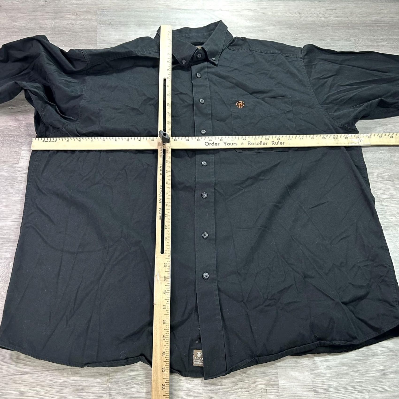 Ariat Ariat Shirt Mens 2XL Black Solid Long Sleeve Button Up Cotton Western Casual Size US XXL / EU 58 / 5 - 5 Thumbnail