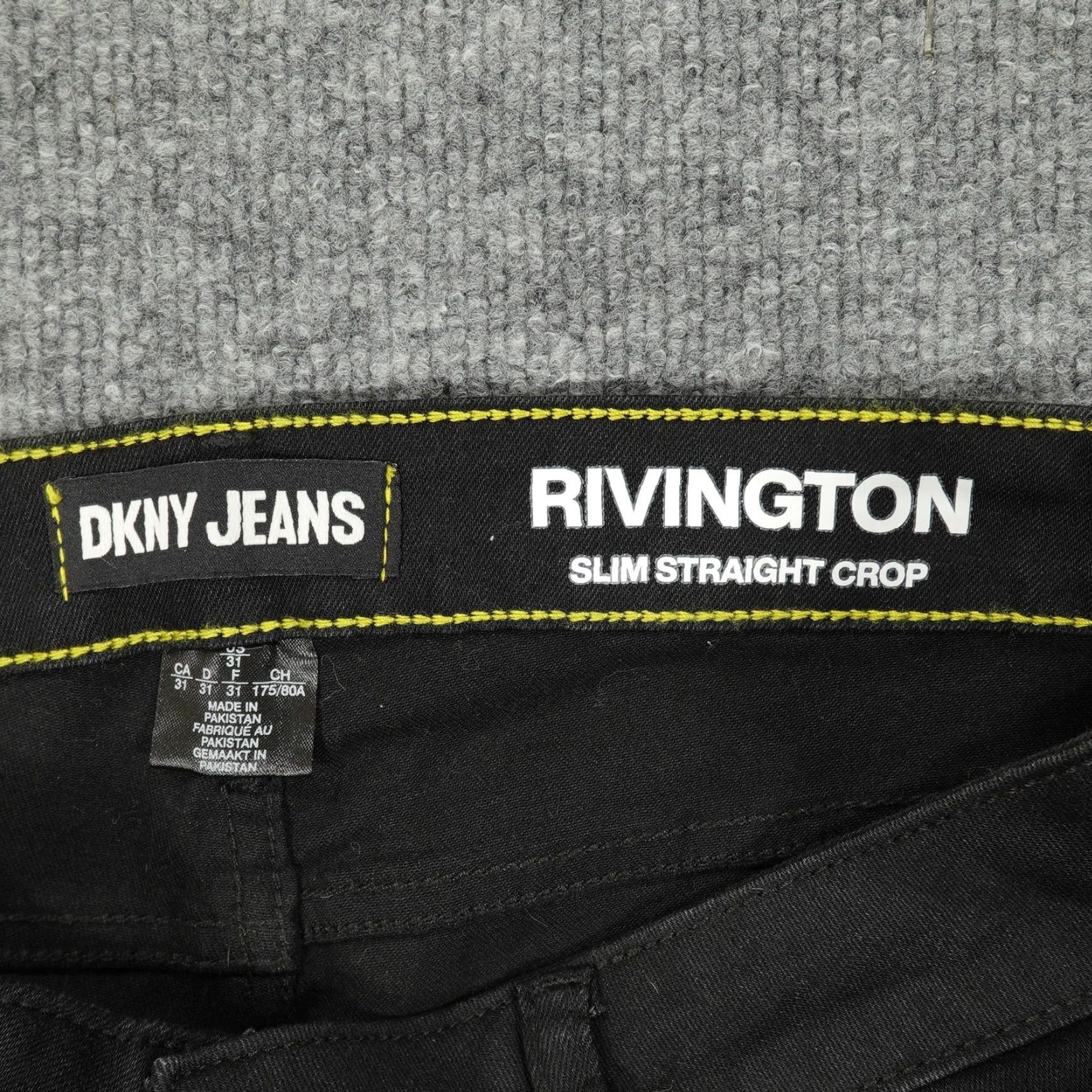 DKNY DKNY Jeans Mens 31 Black Rivington Slim Straight Crop Raw Hem Stretch Jeans Size US 31 - 7 Thumbnail