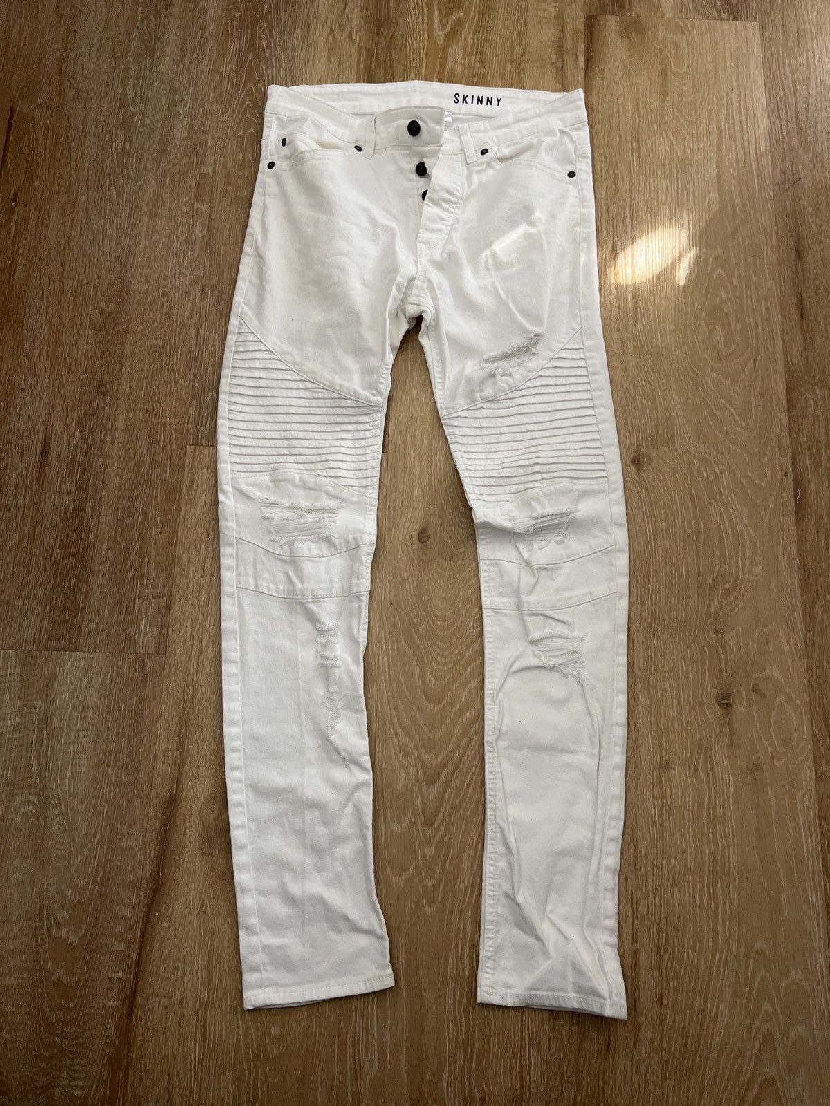 Divided × H&M H&M Divided Skinny white biker jeans size 30 Size US 30 / EU 46 - 1 Thumbnail