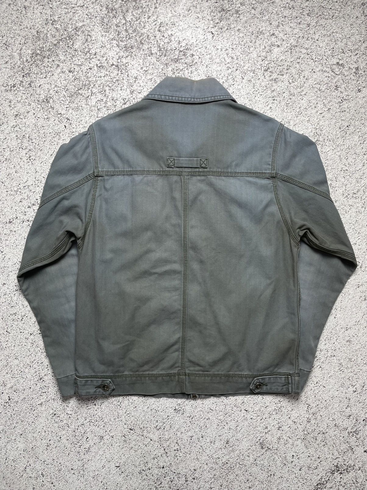 Japanese Brand HBT Thrashed Sun Faded Work Jacket Boxy Fit Round Collar Size US S / EU 44-46 / 1 - 4 Thumbnail