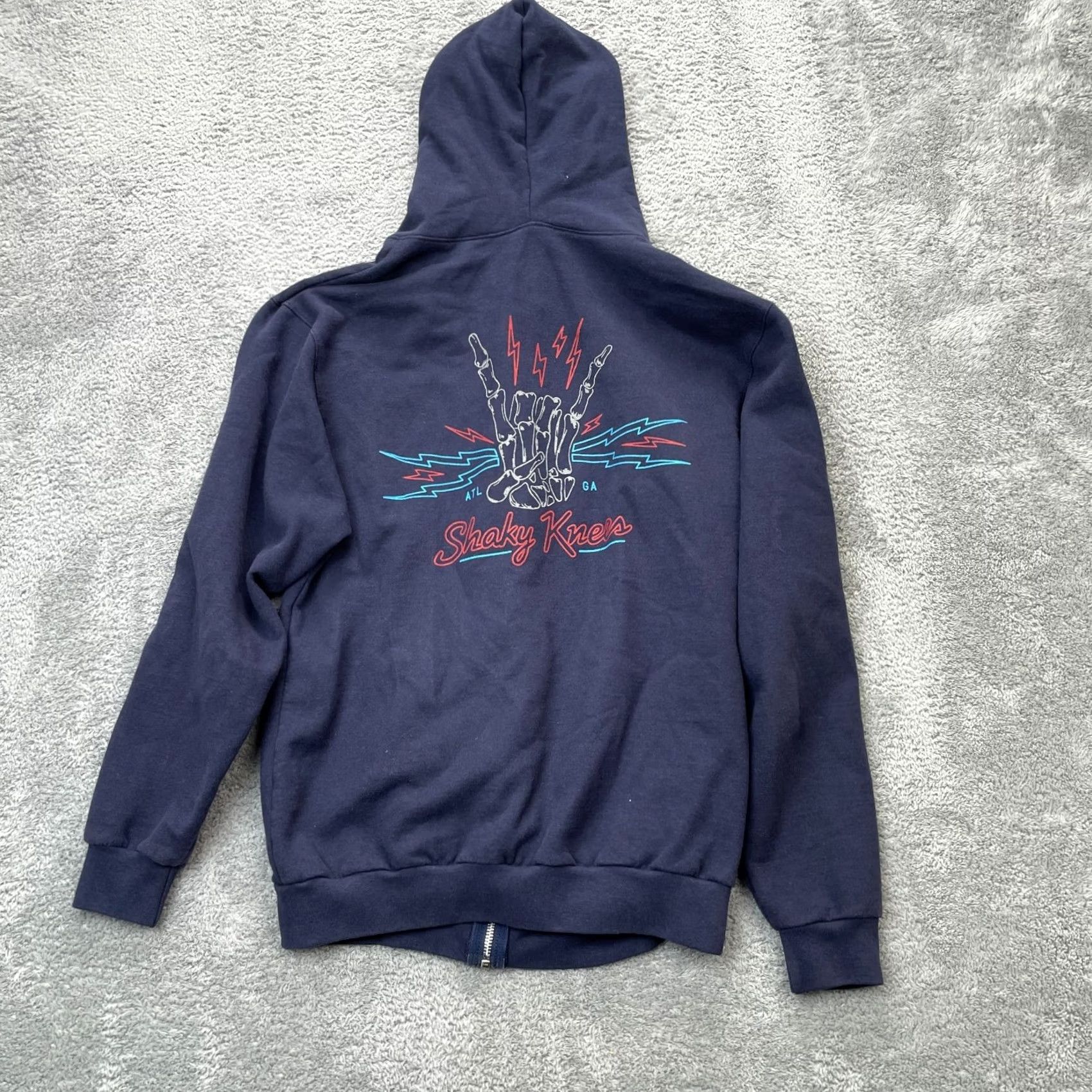 Vintage Shaky Laundry Shaky Knees Hoodie Mens M Blue Graphic Print Full Zip Hooded Pockets Lined Front Zip Size US M / EU 48-50 / 2 - 2 Thumbnail