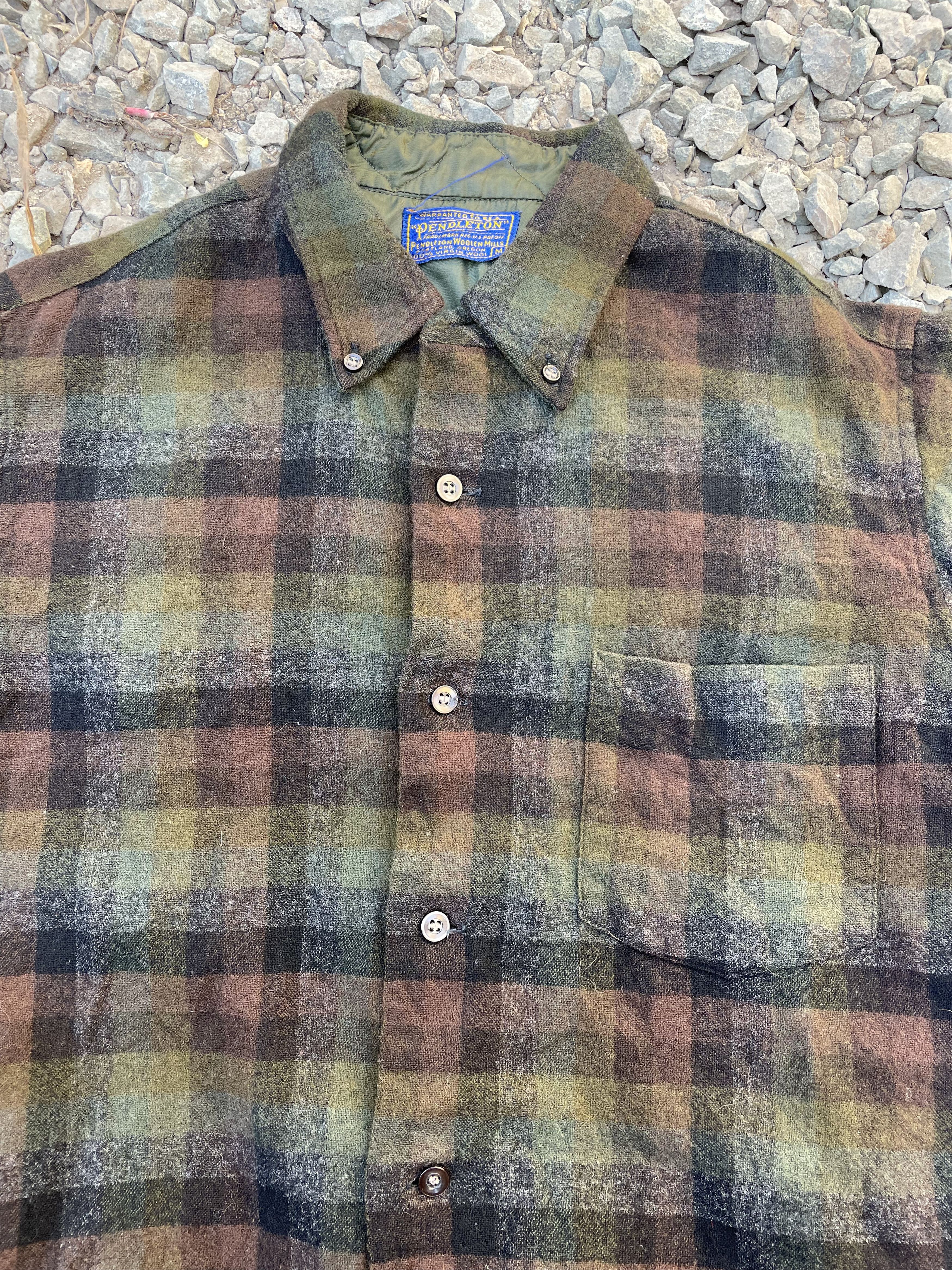 Pendleton Vintage 50s Pendleton Dark Olive Green Plaid Button Shirt Size US M / EU 48-50 / 2 - 4 Thumbnail