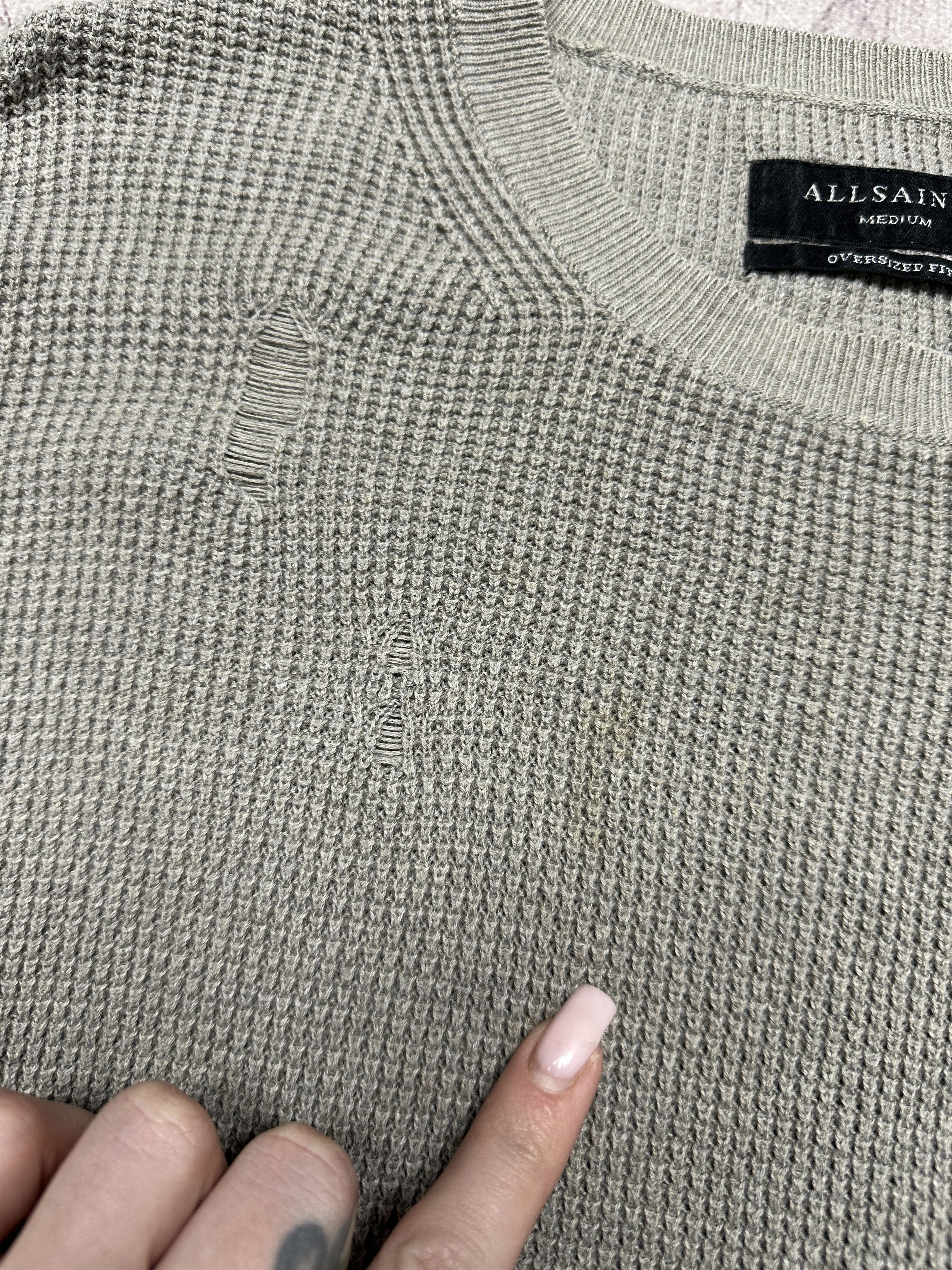 Allsaints Allsaints Mens Forram Knit Distressed Sweater Size US M / EU 48-50 / 2 - 3 Thumbnail