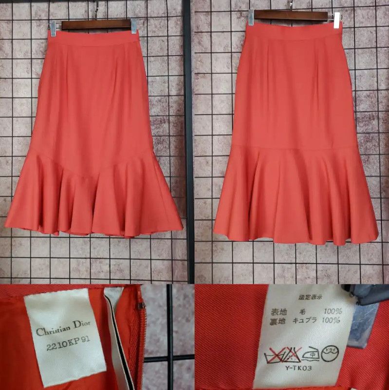 Dior Christian Dior Flared Wool Skirt in Apricot 0089 Size 22" - 1 Thumbnail