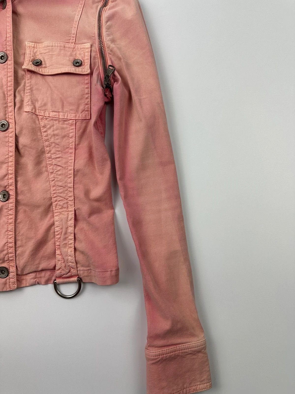 Dolce & Gabbana Dolce Gabbana SS2004 Detachable Pink Faded Zip Denim Jacket Size S / US 4 / IT 40 - 8 Thumbnail