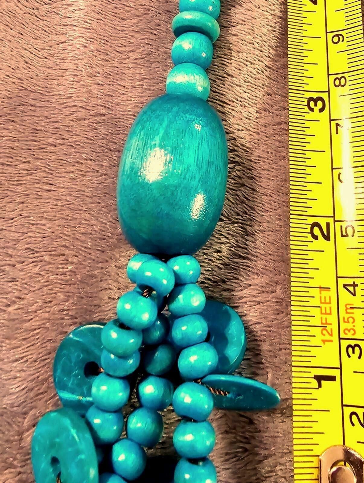 The Unbranded Brand Teal Turquoise Color Multi-Strand Wood Bead Necklace Size ONE SIZE - 2 Thumbnail
