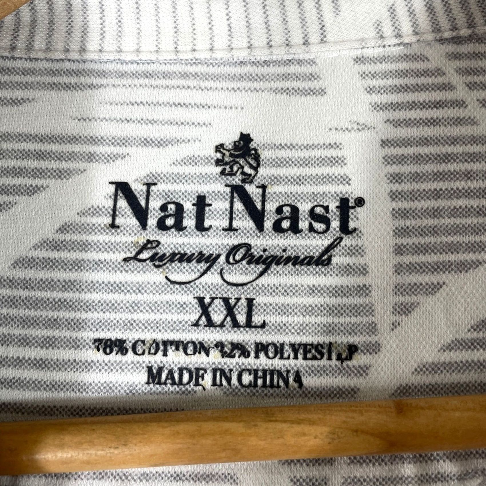 Nat Nast Nat Nast Polo Shirt Mens 2XL White Grey Palm Leaf Striped Short Sleeve Summer Size US XXL / EU 58 / 5 - 3 Thumbnail