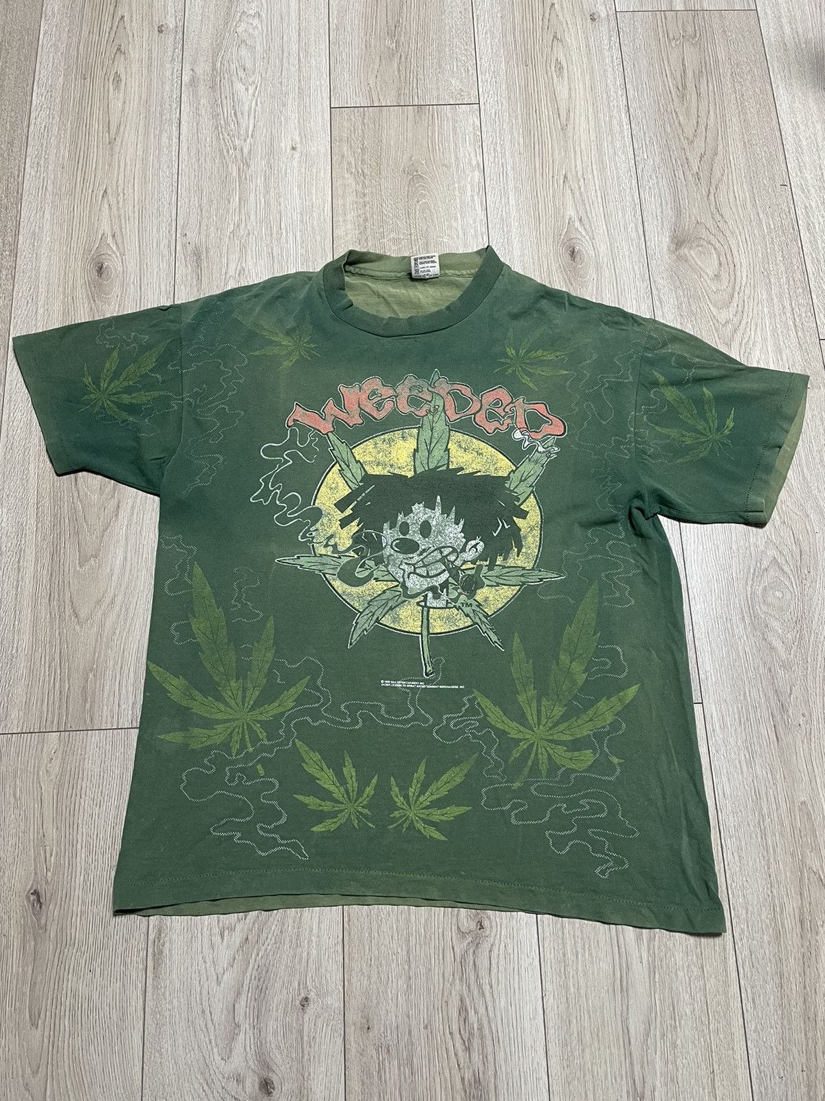 Band Tees × Rap Tees × Vintage Vintage 1995 Weeded Records All Over Print T Shirt Nervous Size US XL / EU 56 / 4 - 2 Thumbnail