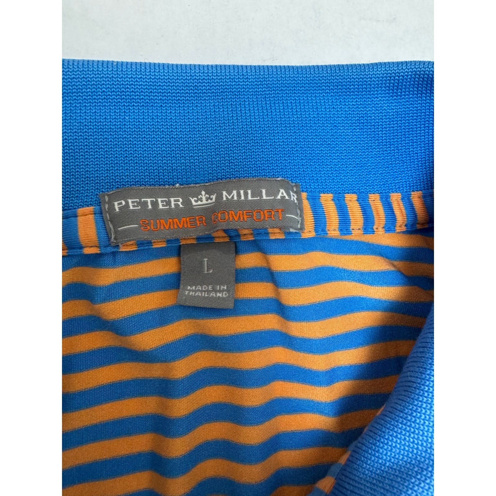 Peter Millar Peter Millar Summer Comfort Orange Blue Striped Polo Large Size US L / EU 52-54 / 3 - 2 Thumbnail