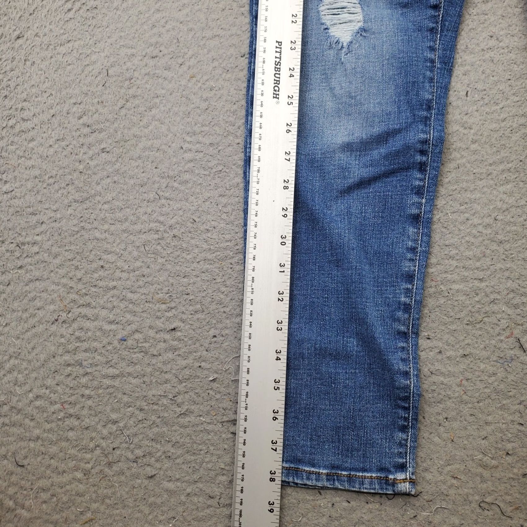 Vintage Seven7 Jeans Womens 12 Blue Denim Metro Ultra High Rise Skinny Distressed Jeans Size 34" / US 12 / IT 48 - 3 Thumbnail