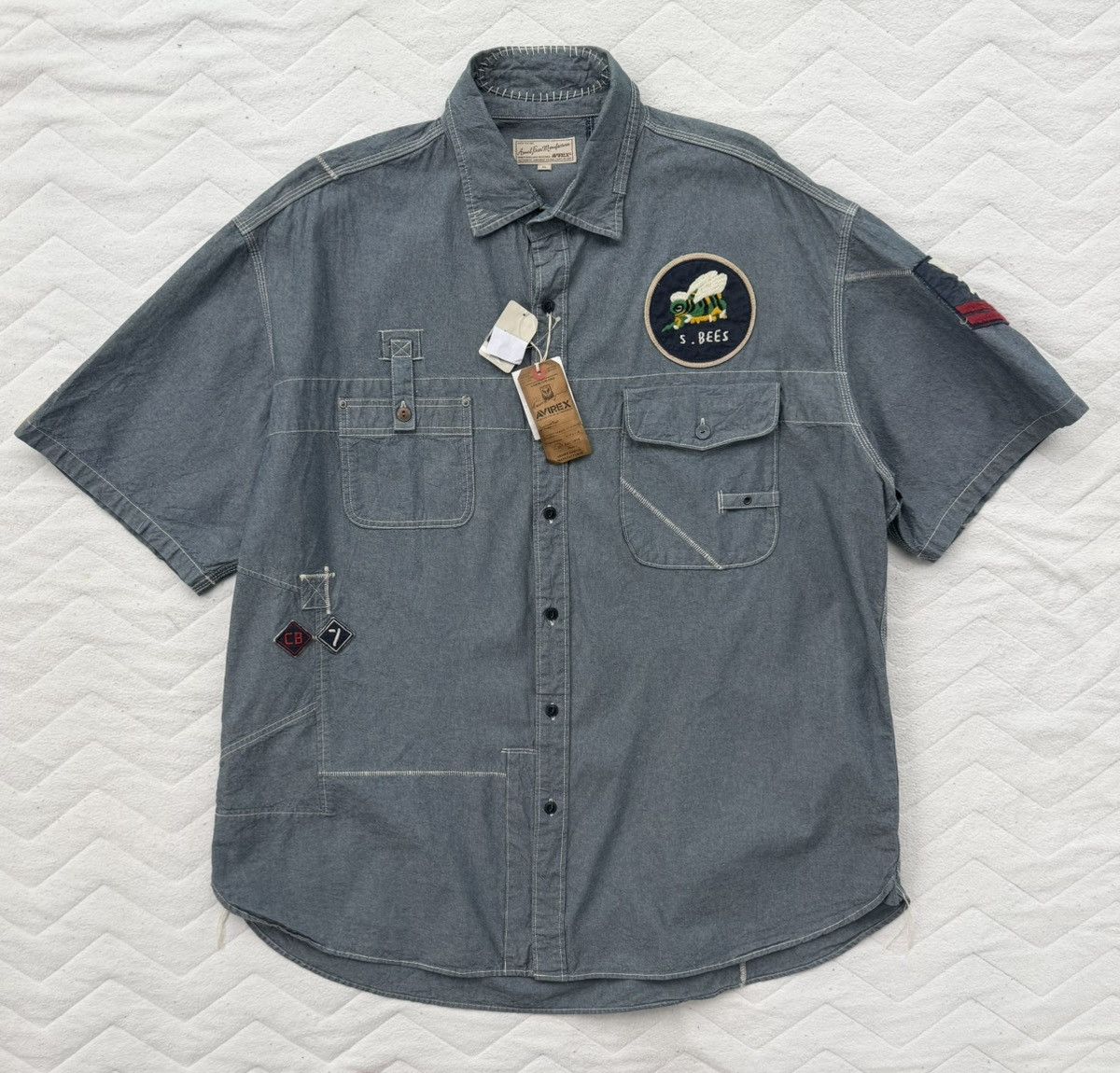 Avirex Avirex U.S Navy Patch Shirt Military Workwear Denim Style Size US XXL / EU 58 / 5 - 12 Thumbnail