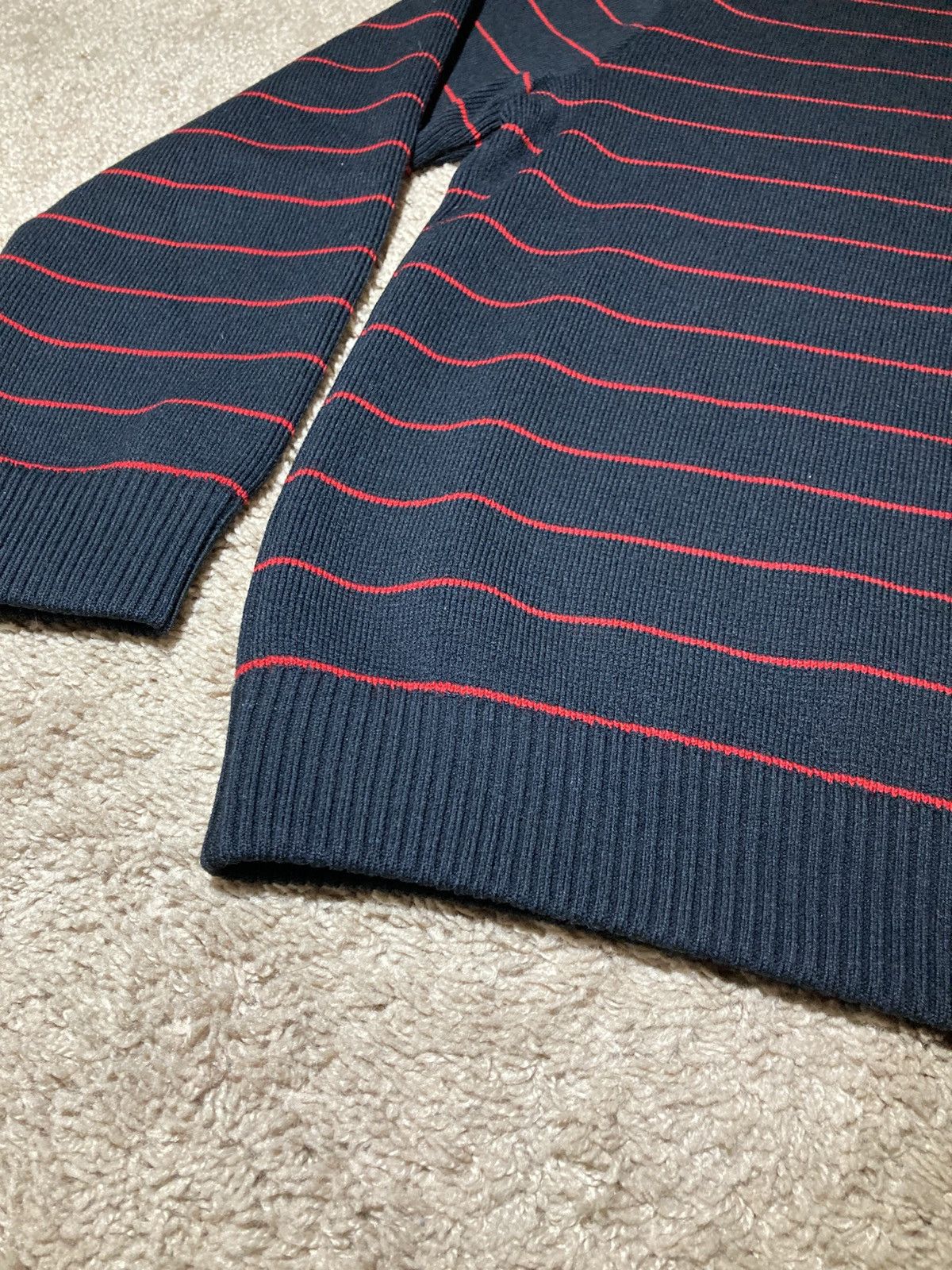 Celine SS20 Celine Mock Neck Striped Wool Sweater Thick Red Hedi Size US M / EU 48-50 / 2 - 4 Thumbnail