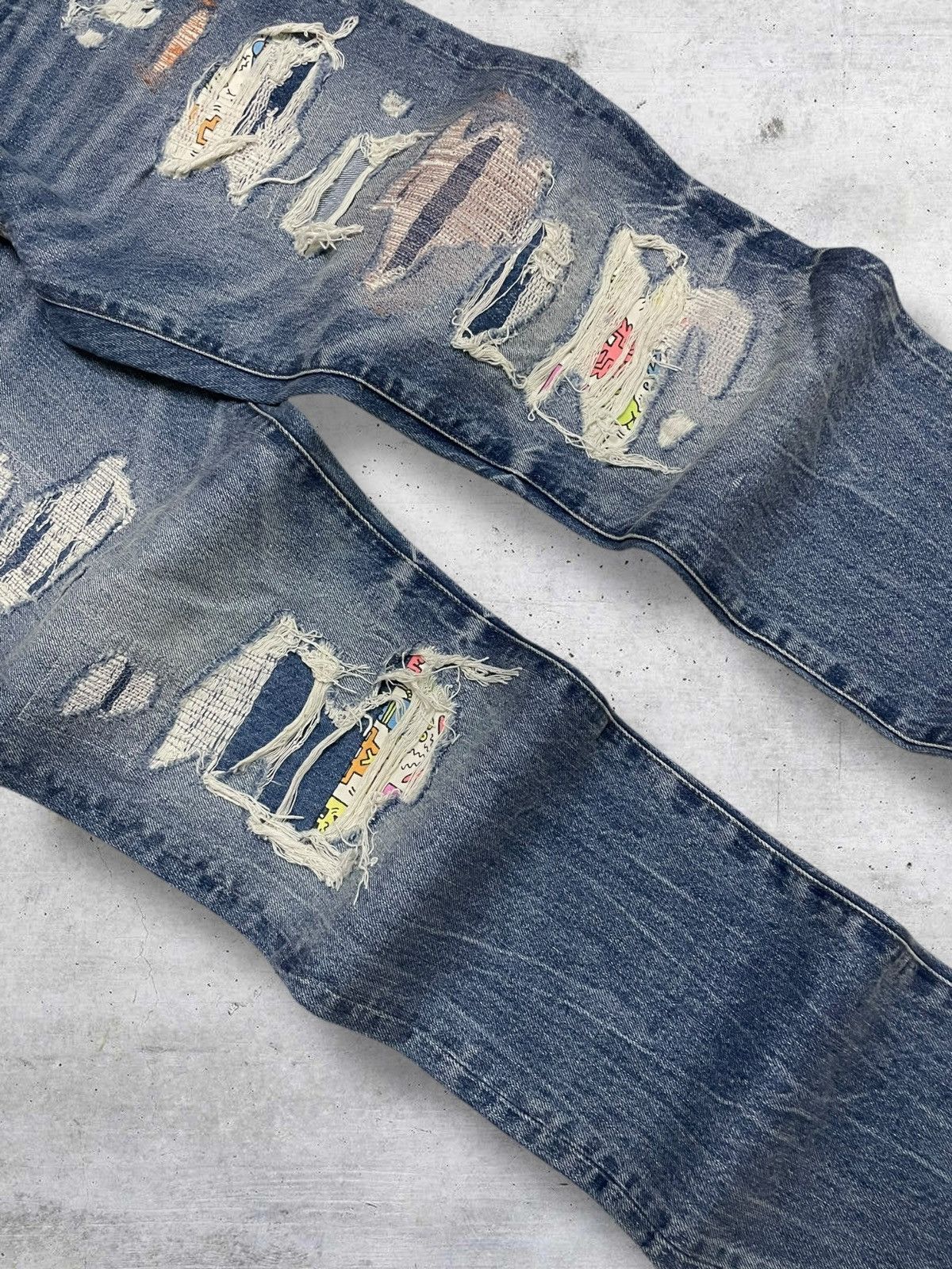 American Eagle Outfitters DESIGNER AMERICAN EAGLE X KEITH HEARING PATCHWORK BORO DENIM Size US 32 / EU 48 - 5 Thumbnail