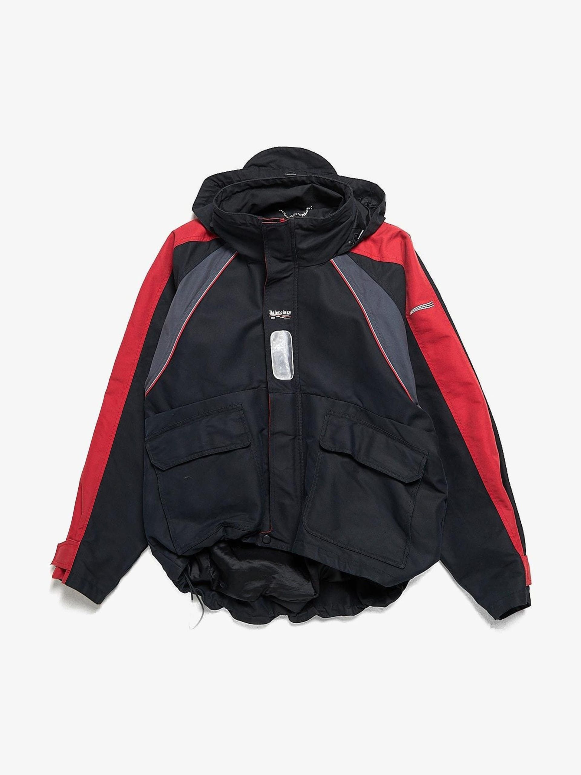 Balenciaga Black and Red C Shape Windbreaker Polyamide Blend Jacket Size US S / EU 44-46 / 1 - 1 Thumbnail