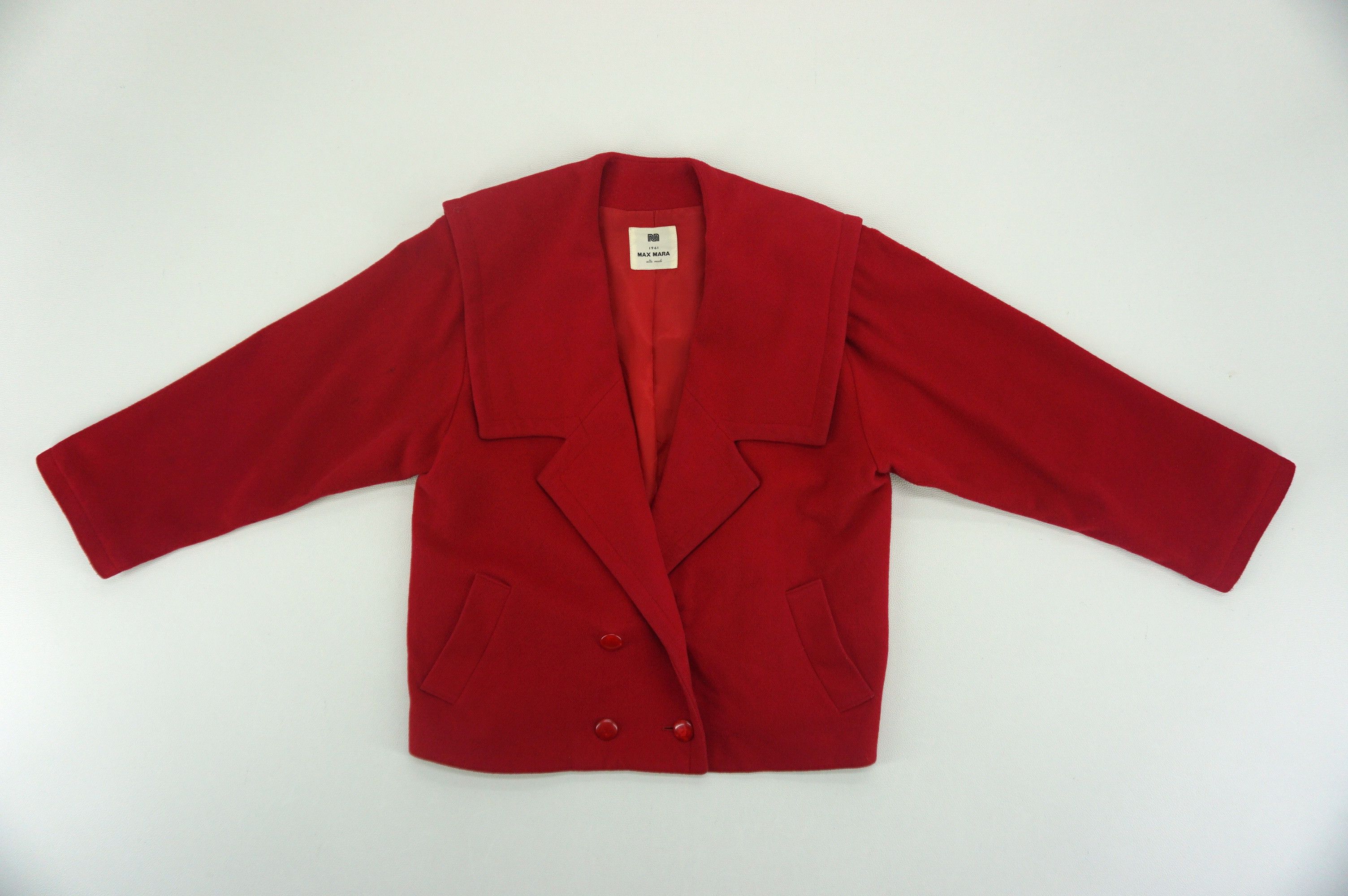 Max Mara Alta Made Jacket Red Wool Sailor Coat Size S / US 4 / IT 40 - 2 Thumbnail