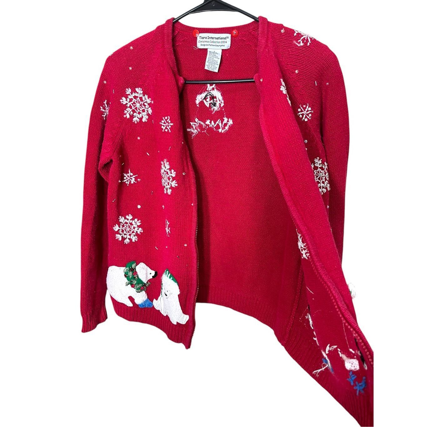 Other Vintage Tiara International Christmas Polar Bear Snowflakes Sweater Cardigan S Size S / US 4 / IT 40 - 6 Thumbnail