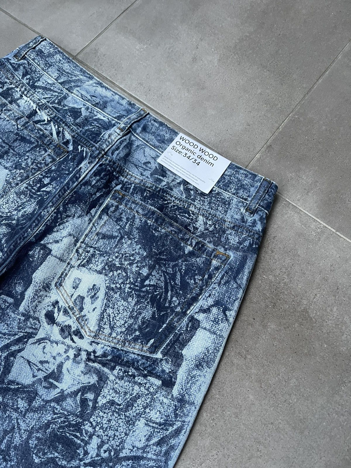 Wood Wood !DS! SS24 Wood Wood Paulo Loose Leg Floral Wash Denim Pants Size US 32 / EU 48 - 24 Thumbnail