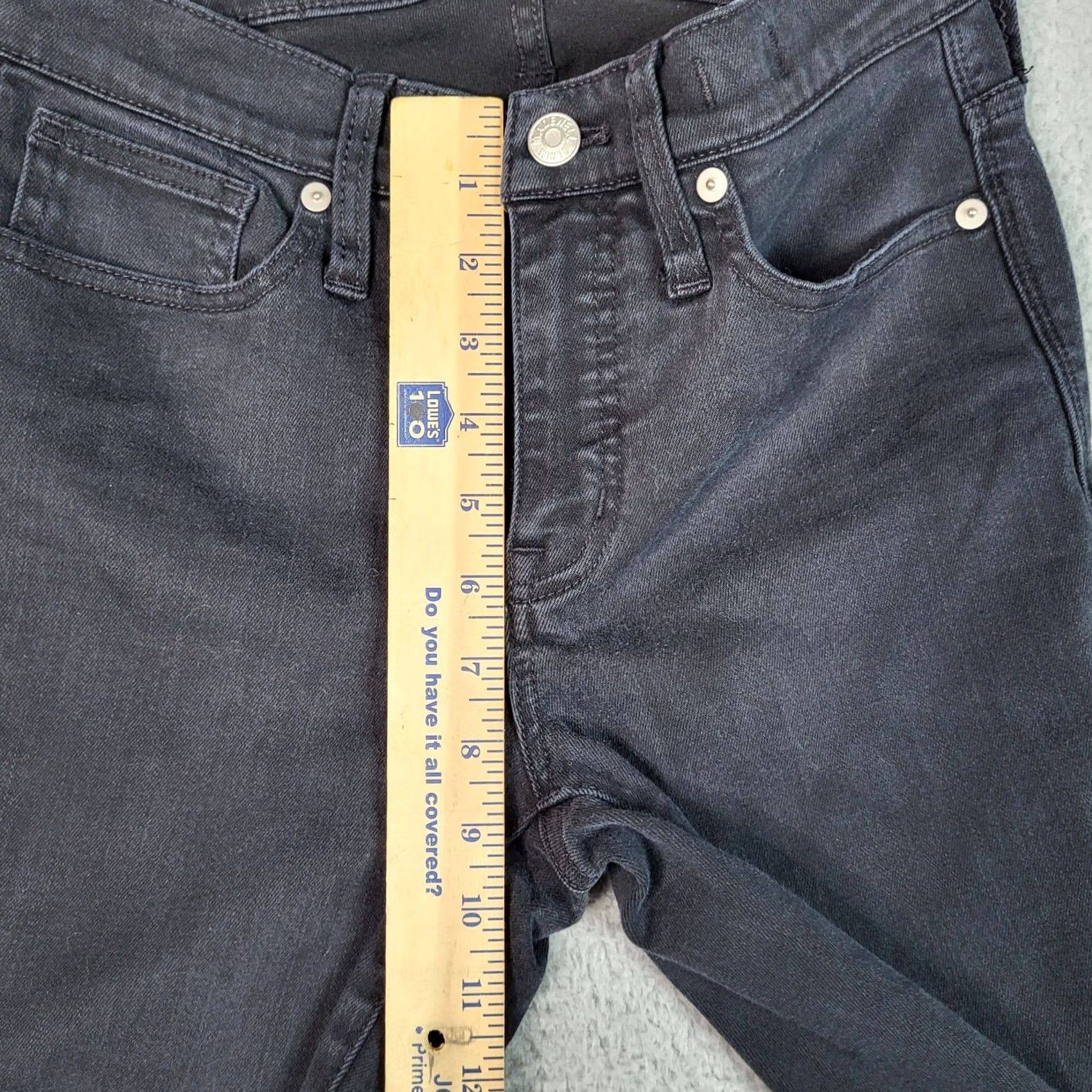 Madewell Madewell Jeans Skinny Black 25 9" High Rise Regular Rise Women Denim Cotton Polyester Lyocell Elastane Button Belted Solid Mid Vintage No N/A Size 42" / US 20 - 3 Thumbnail