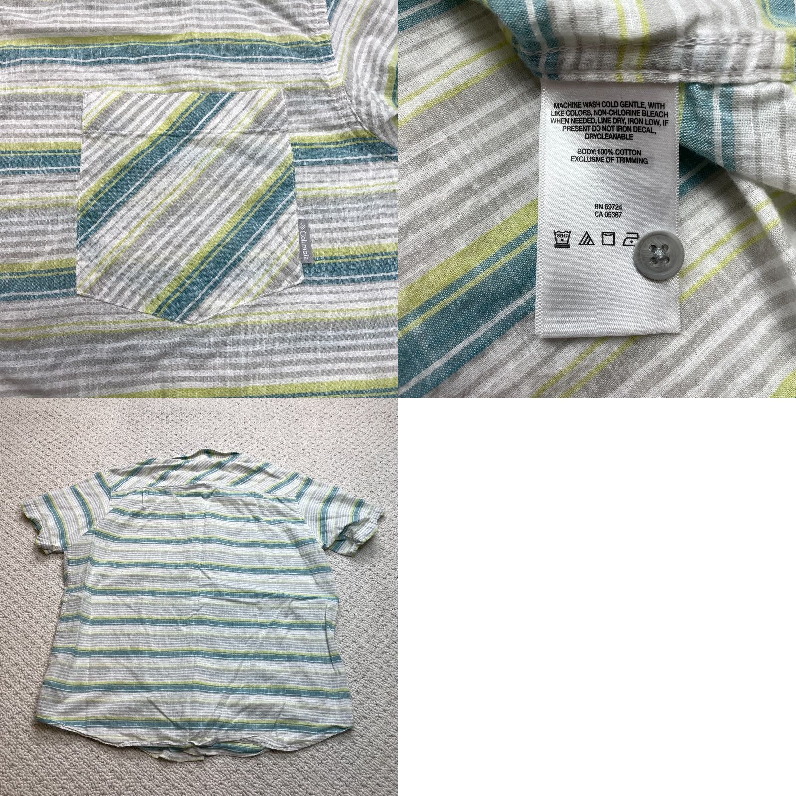 Vintage Columbia Shirt Mens 2XL White Striped Short Sleeve Button Up Outdoor Pocket Size US XXL / EU 58 / 5 - 8 Thumbnail