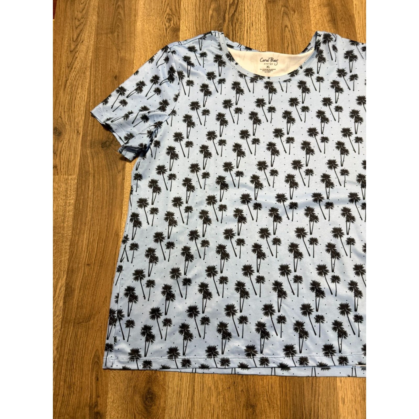 Vintage Coral Bay Energy Shirt Women's XL Blue Trees Allover Print Short Sleeve T-Shirt Casual Basic Modern Fall Summer Size XL / US 12-14 / IT 48-50 - 4 Thumbnail
