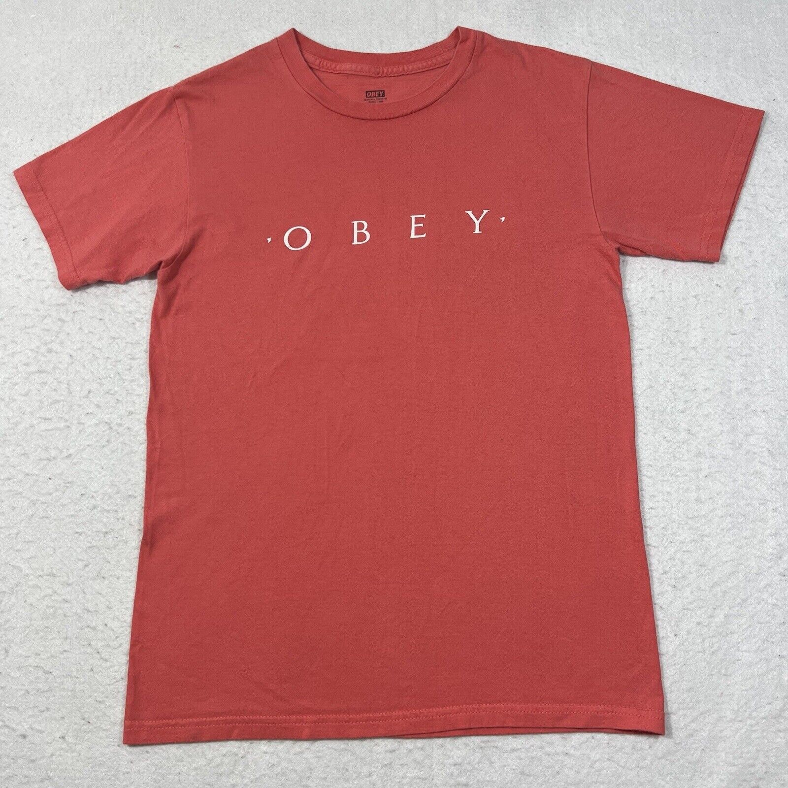 Obey OBEY Short Sleeve Graphic T Shirt Salmon Pink Tee Size US S / EU 44-46 / 1 - 1 Thumbnail