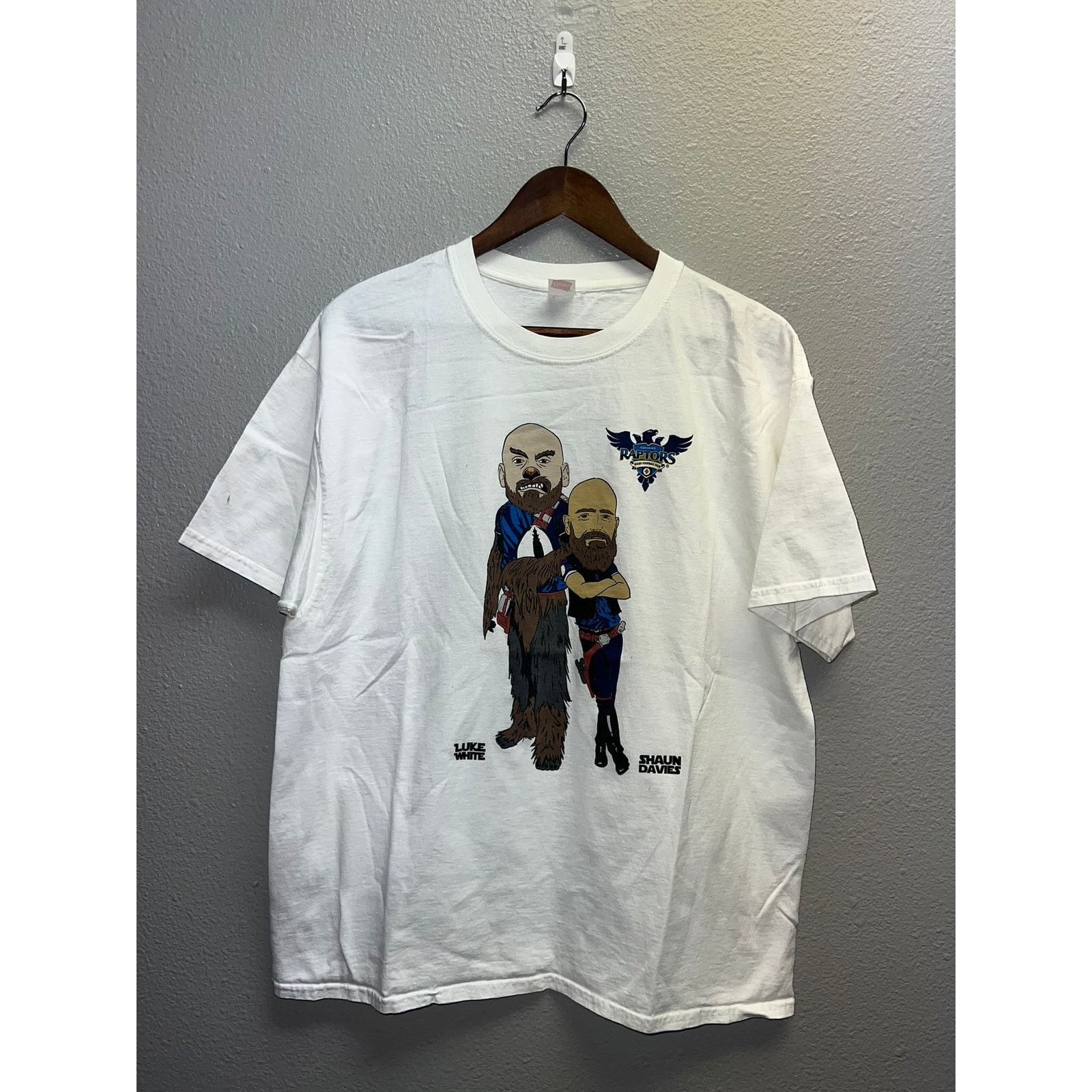 Hanes Glendale Raptors Shirt Rugby Football Club Tee Luke White XL Size US XL / EU 56 / 4 - 1 Thumbnail
