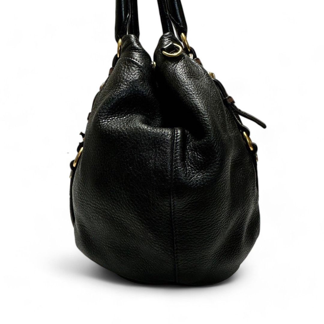 Prada Prada - Black Leather Brown Handbag Shoulder Bag Size ONE SIZE - 4 Thumbnail