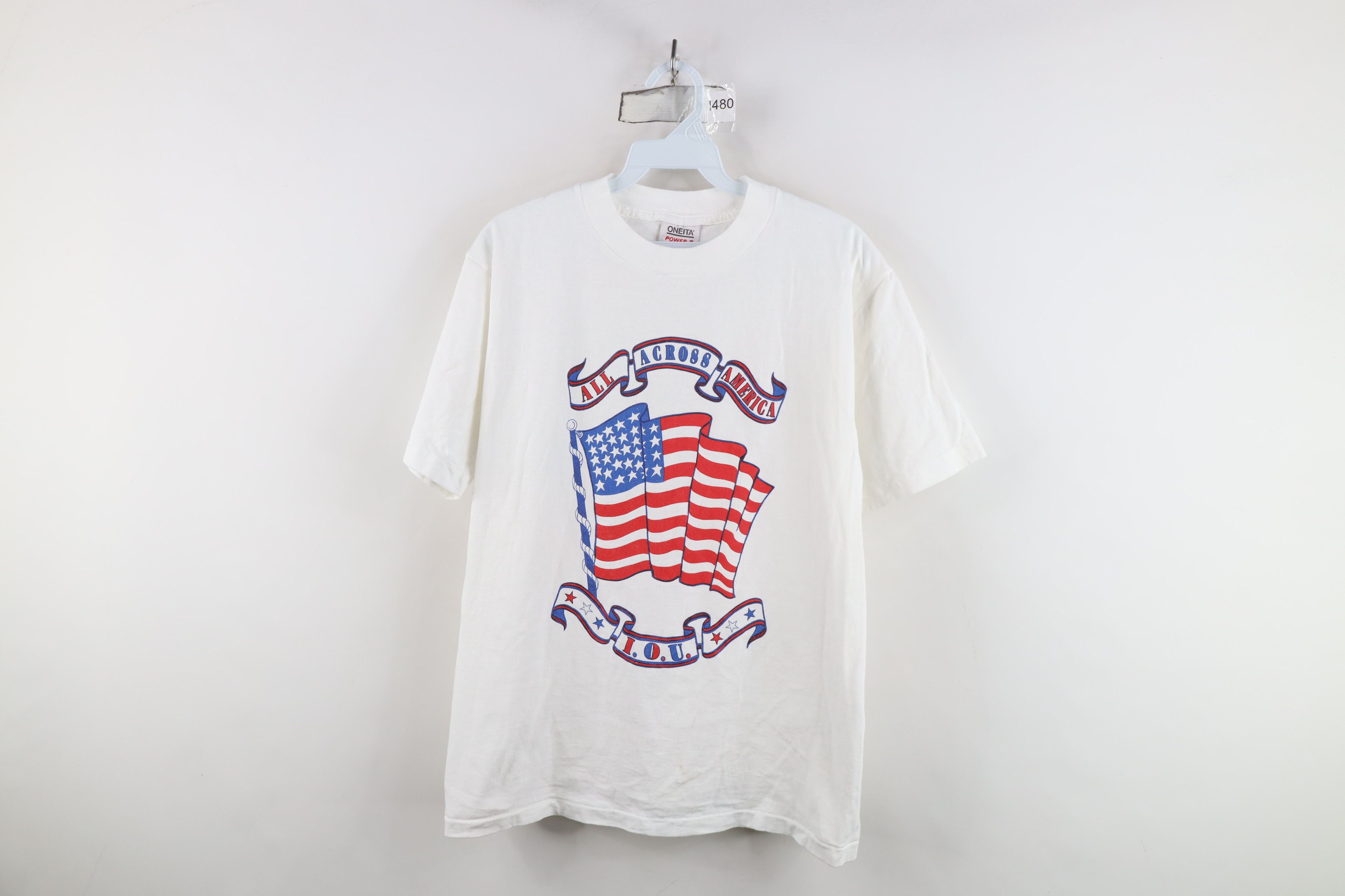 Vintage Vintage 80s 90s IOU Skateboarding USA Flag T-Shirt White Size US L / EU 52-54 / 3 - 1 Thumbnail