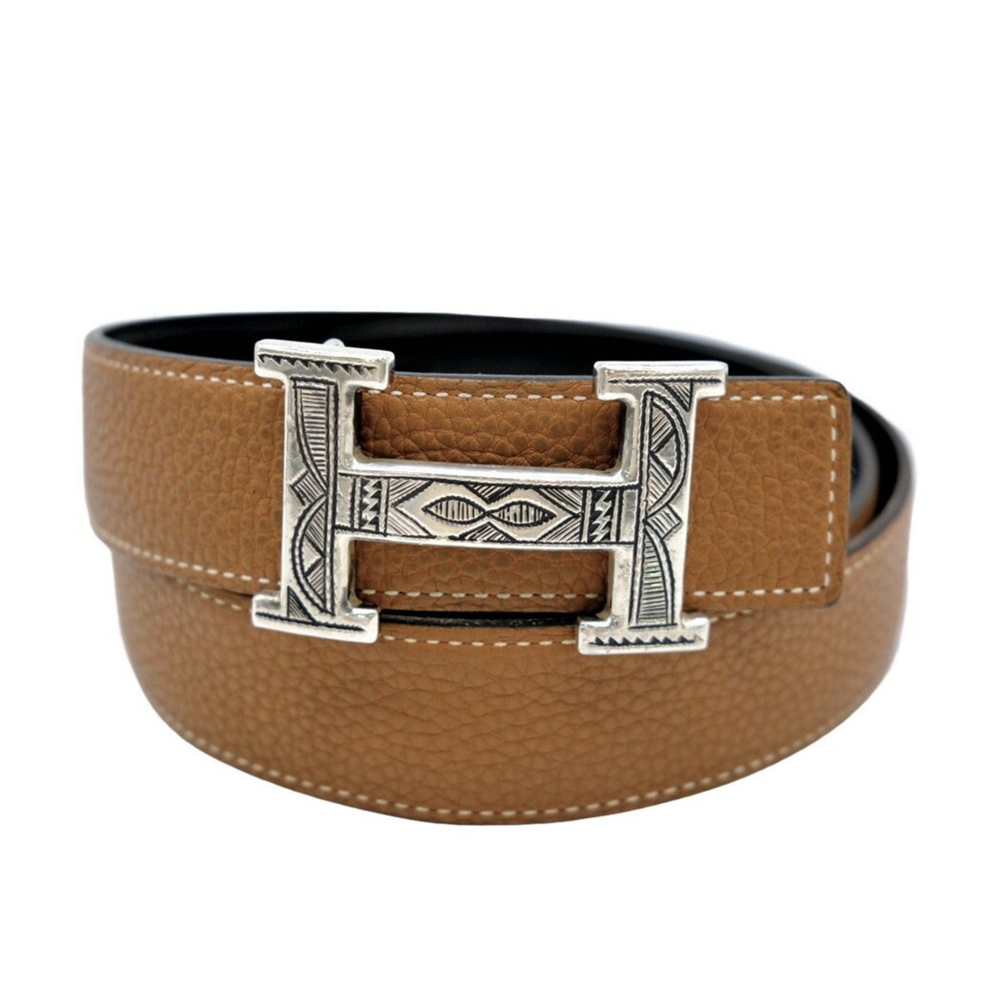 image of Hermes Touareg Constance Belt Brown Black Reversible Leather, Women's