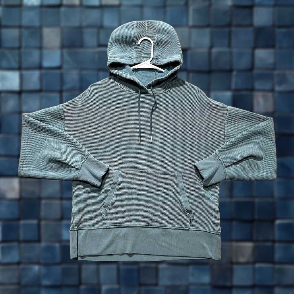 Athleta Athleta Hoodie Womens Large Teal Blue Pullover Hooded Hand Drawstring Crew Neck Activewear Running & Jogging, Walking Knit Cotton, Lyocell Size L / US 10 / IT 46 - 1 Thumbnail