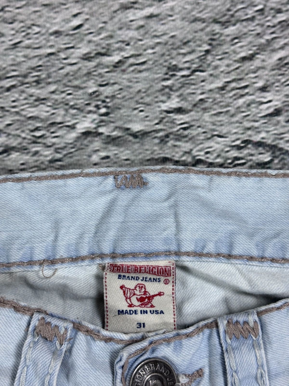 True Religion True Religion light blue jeans beige stitching Ricky Super T Size US 31 - 10 Thumbnail