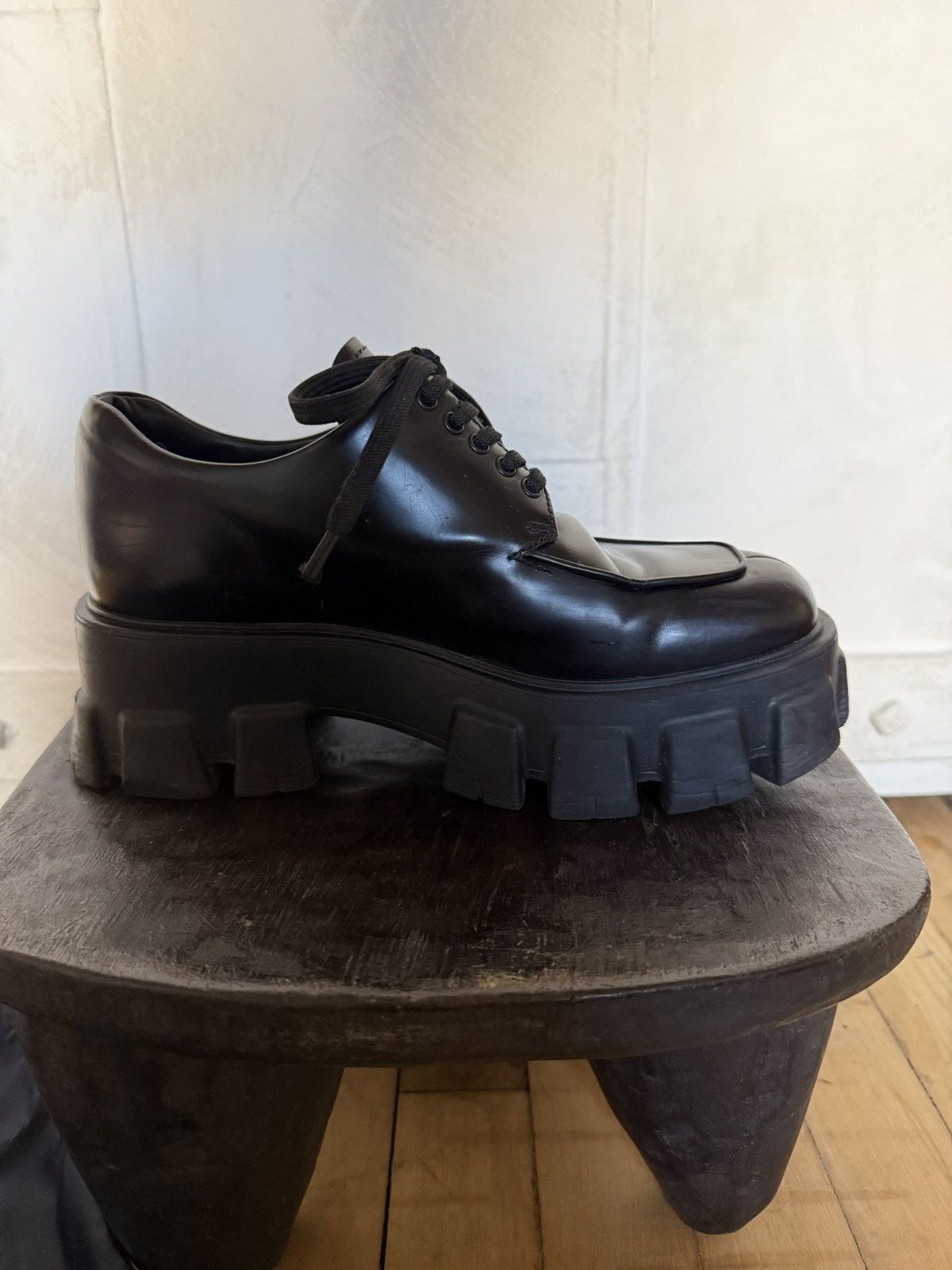 Prada Prada Monolith Brushed Leather Lace-up shoes Size US 7.5 / IT 37.5 - 5 Thumbnail