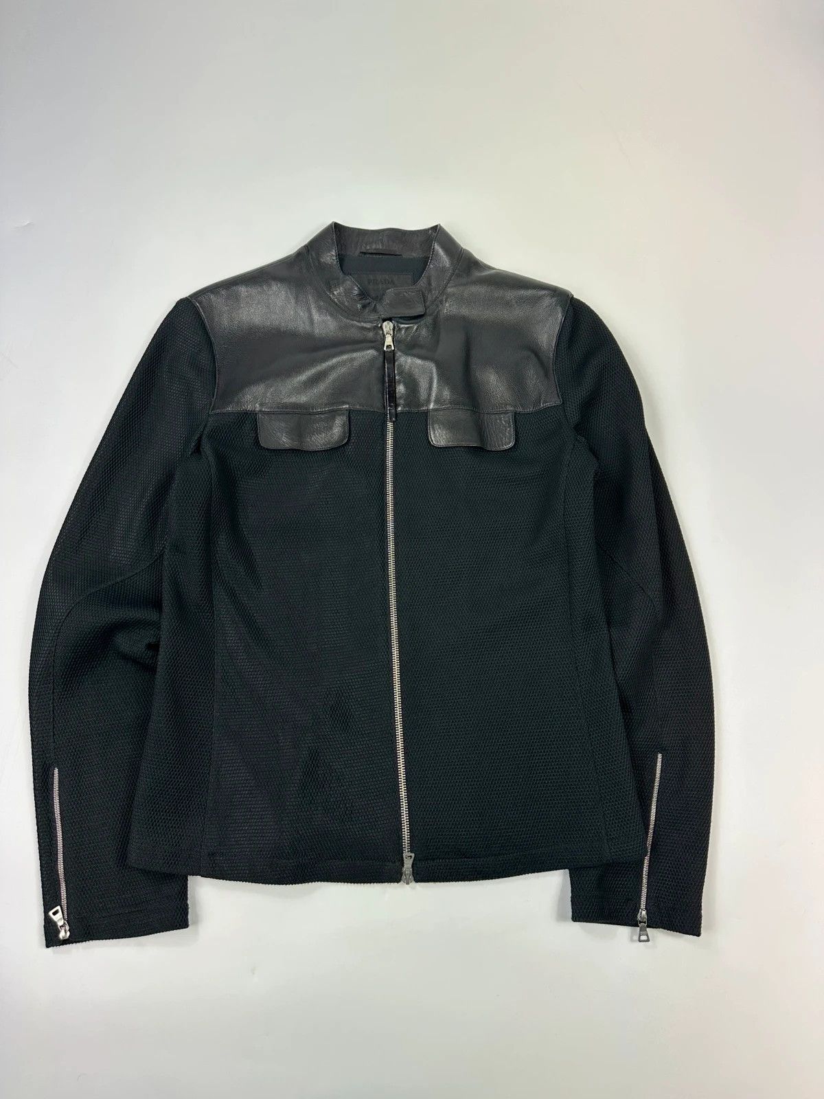 Prada Prada Milano FW1999 Black Mesh & Leather Jacket Size M / US 6-8 / IT 42-44 - 1 Thumbnail