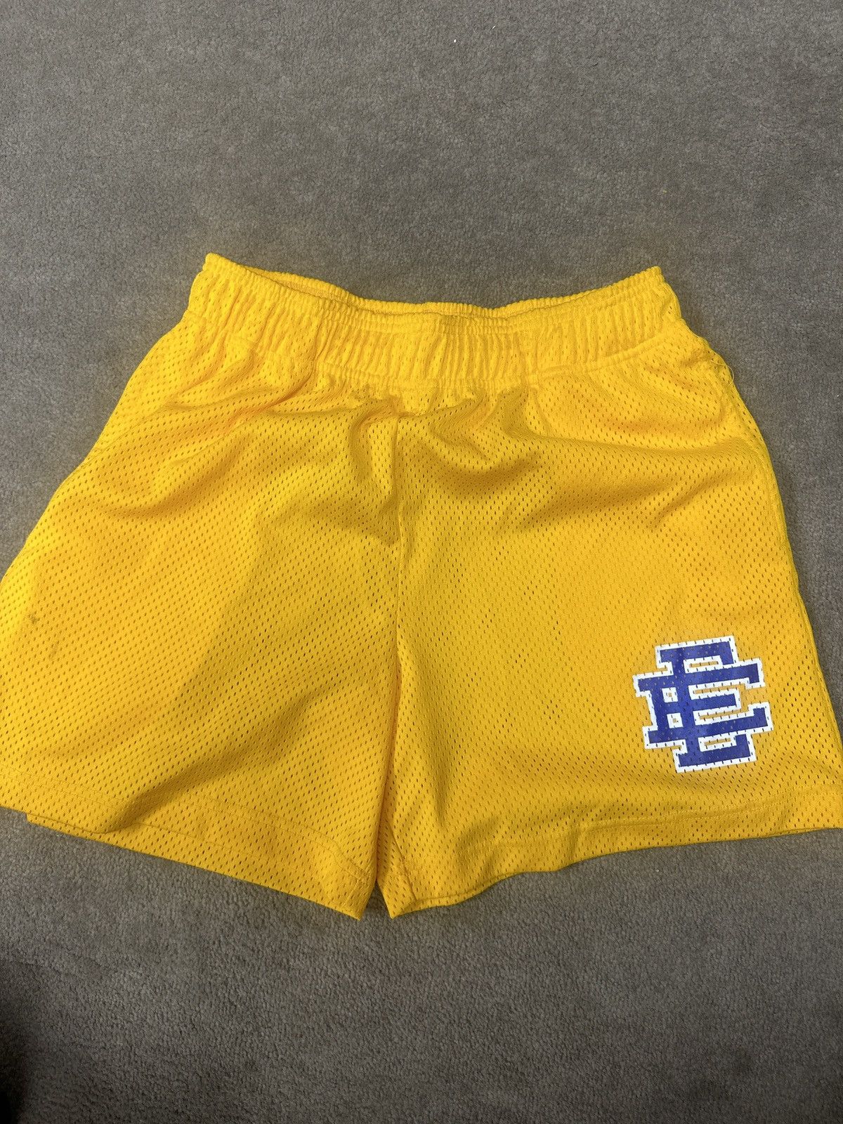 Eric Emanuel eric emanuel mesh shorts yellow w blue logo | Grailed