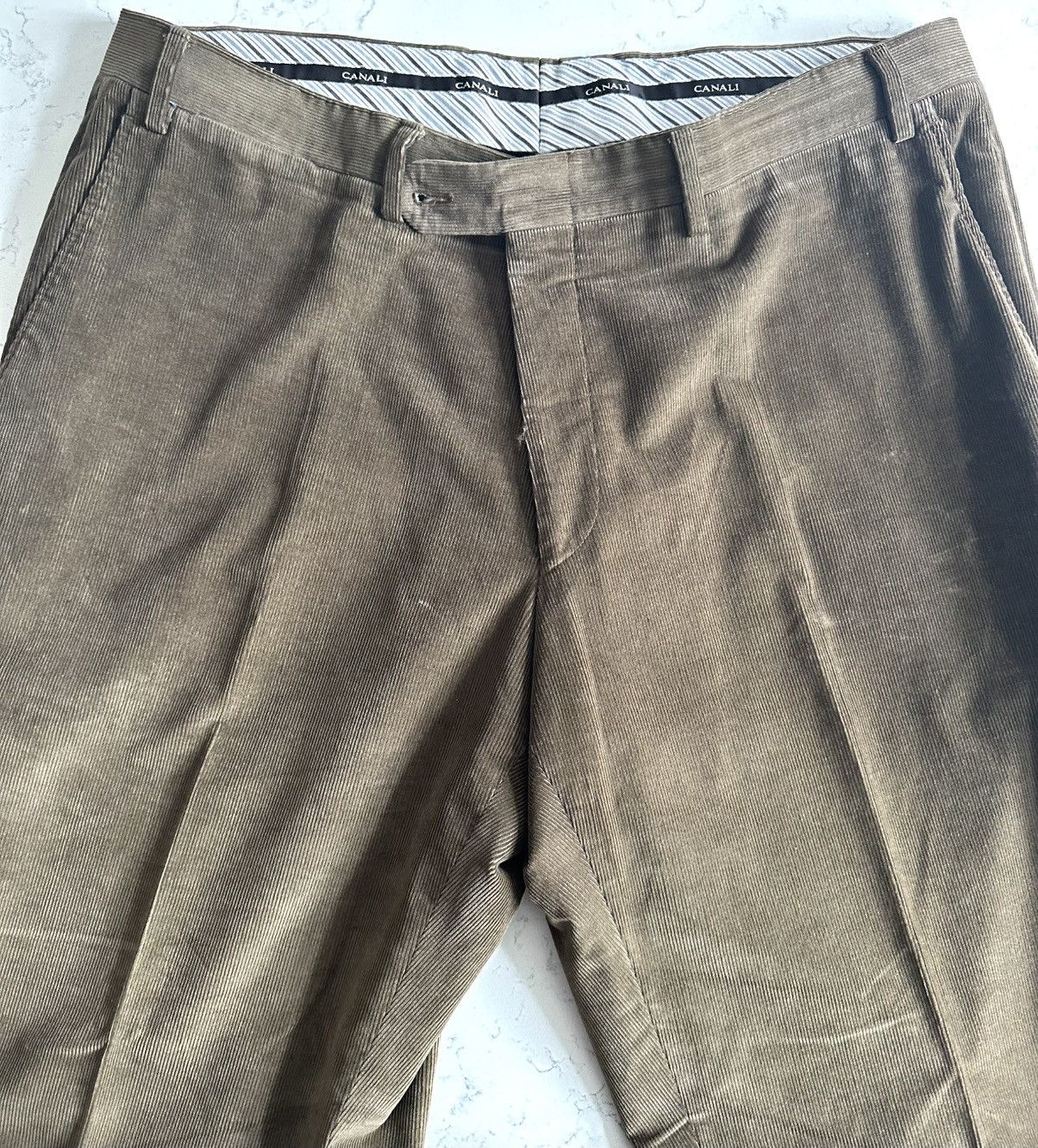 Canali Canali Corduroy Trousers – Taupe/Brown – Size 38 (EU 56) Size US 38 / EU 54 - 2 Thumbnail