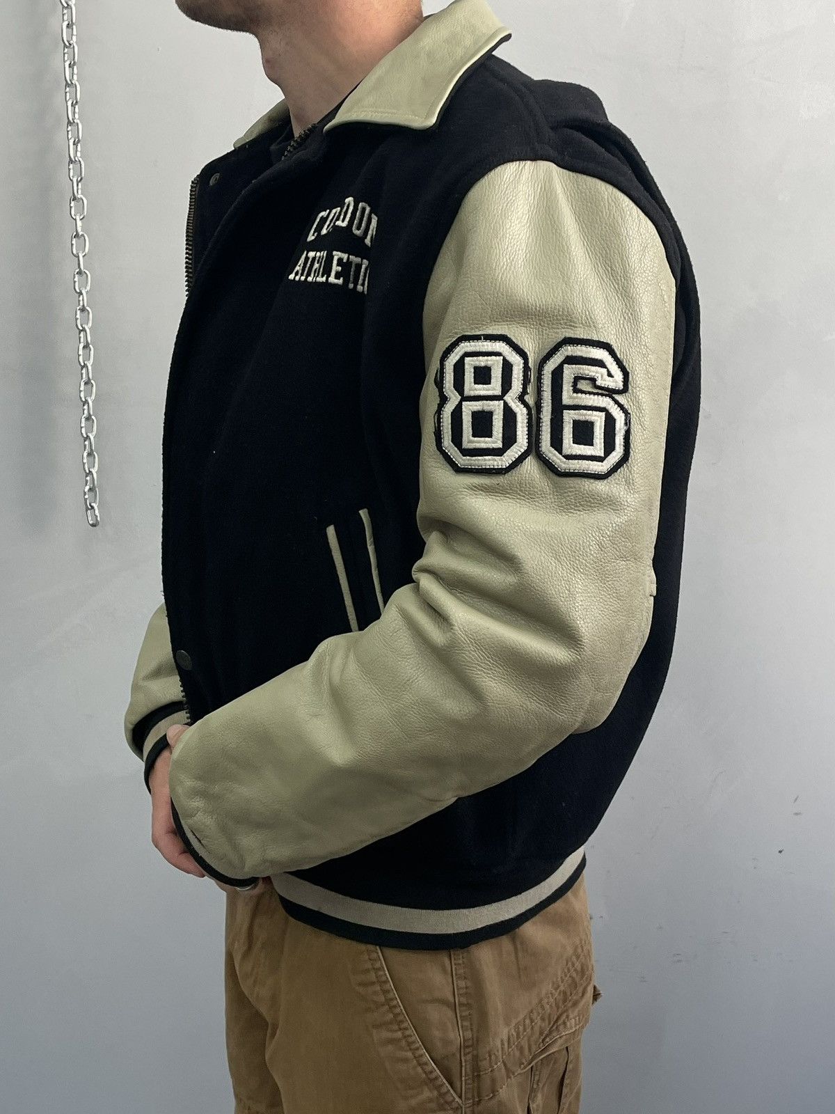 Cordone Retro varsity Leather/wool jacket diesel style y2k Size US L / EU 52-54 / 3 - 3 Thumbnail