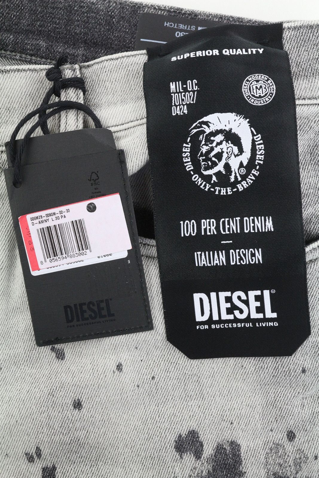Diesel D-AMNY 009GM W33/L30 Skinny Stretch Grey Jeans 40909 Size US 33 - 6 Thumbnail