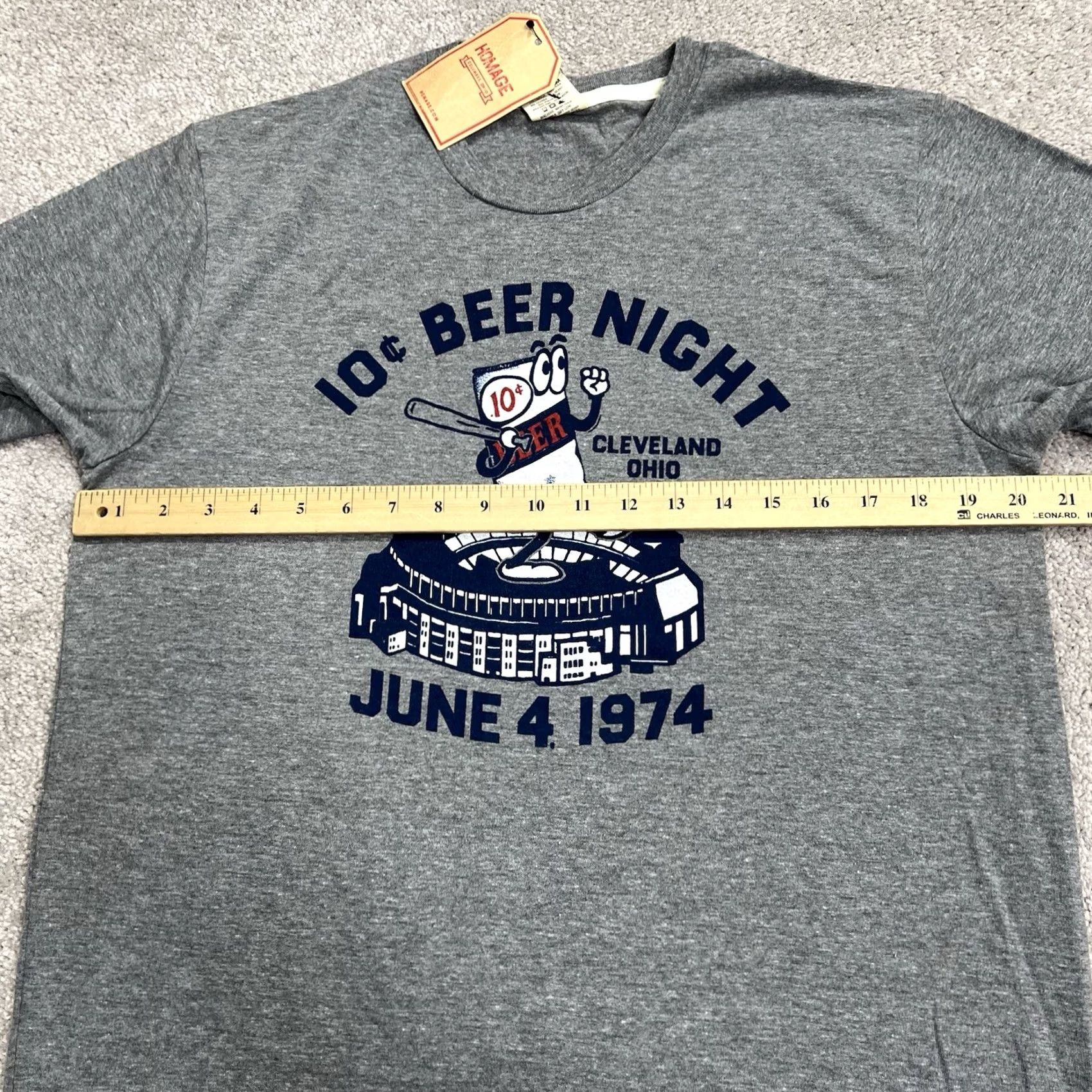 Vintage Homage T-Shirt Mens Size M Gray Cleveland Ohio 10 Cent Beer Night Baseball New NWT Crew Neck Short Sleeve Shirt Size US M / EU 48-50 / 2 - 7 Thumbnail