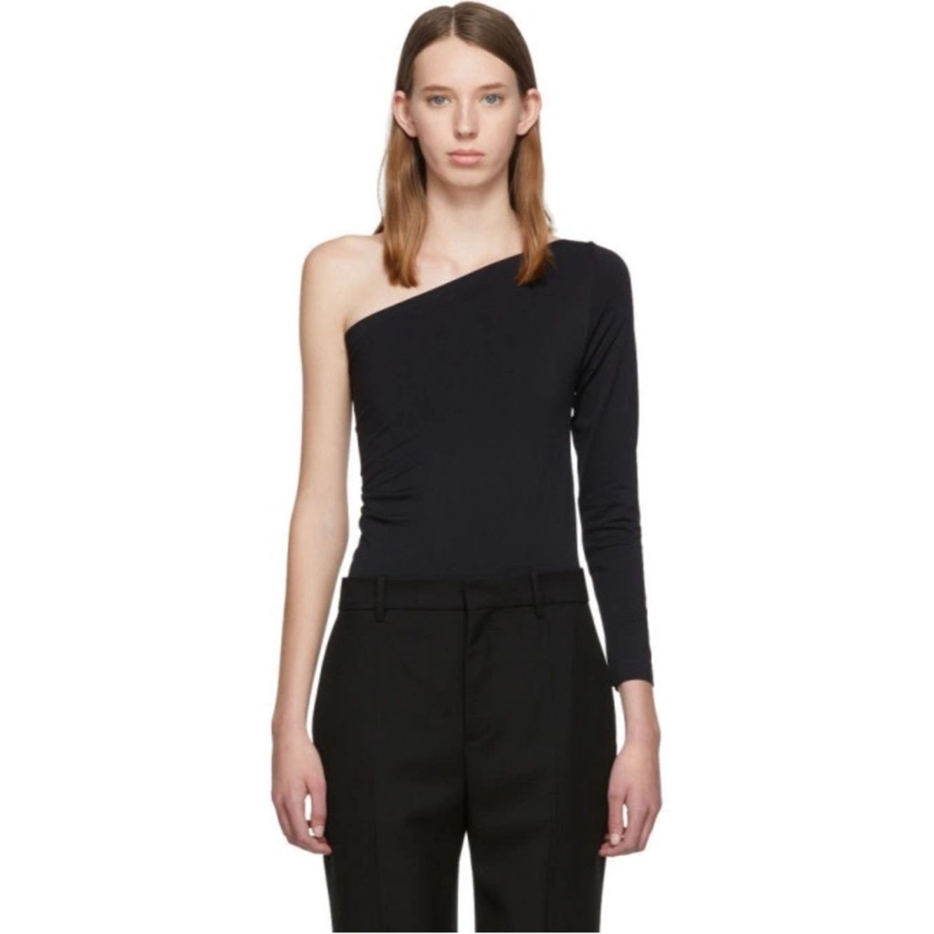 Helmut Lang Helmut Lang One Shoulder Long Sleeve Top NWT Black Seamless Size M / US 6-8 / IT 42-44 - 1 Thumbnail