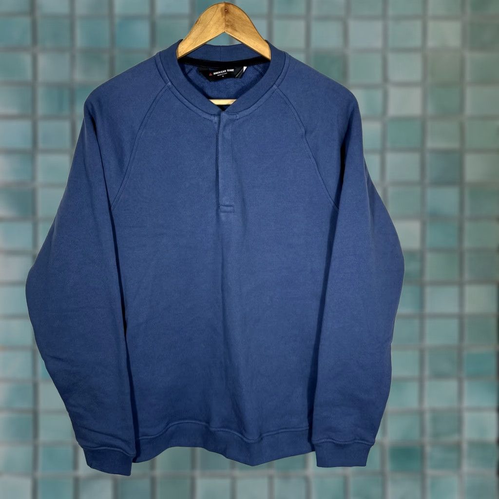 Vintage VINTAGE American Giant Mens Snap Henley Sweatshirt Blue Cotton Fleece USA Small Size US S / EU 44-46 / 1 - 1 Thumbnail