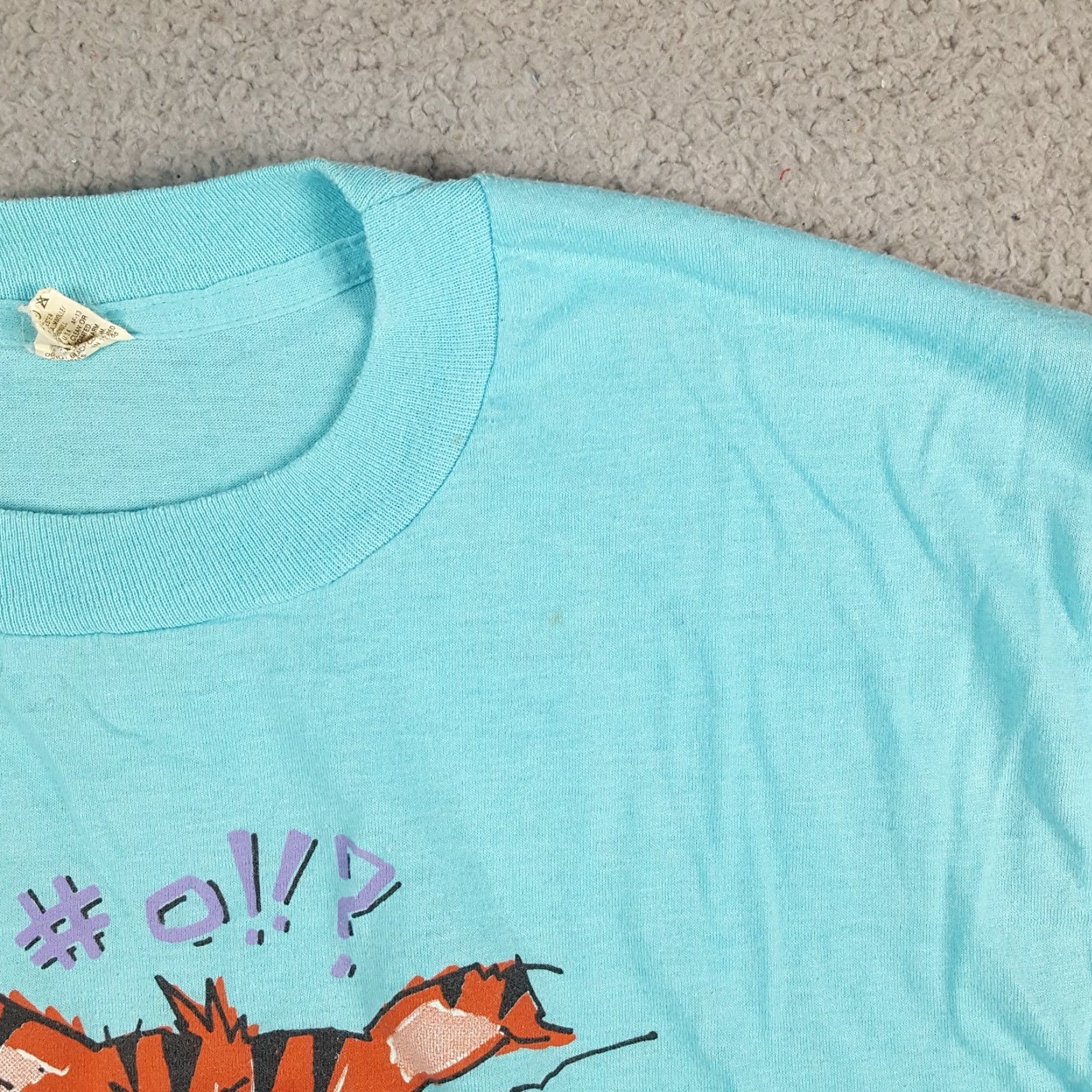 Vintage VINTAGE 90s Funny Morning Cat Cartoon Florida Men's T-Shirt - Screen Stars - Cotton - Blue - Size M Size US M / EU 48-50 / 2 - 4 Thumbnail